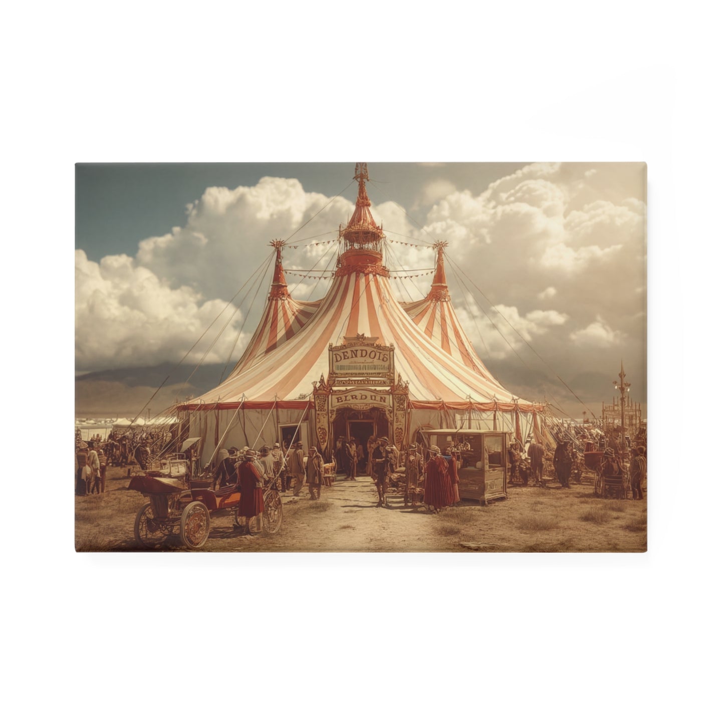 Grand Circus Tent Button Magnet, Rectangle (1 & 10 pcs) – Sunset Spectacle of Wonder