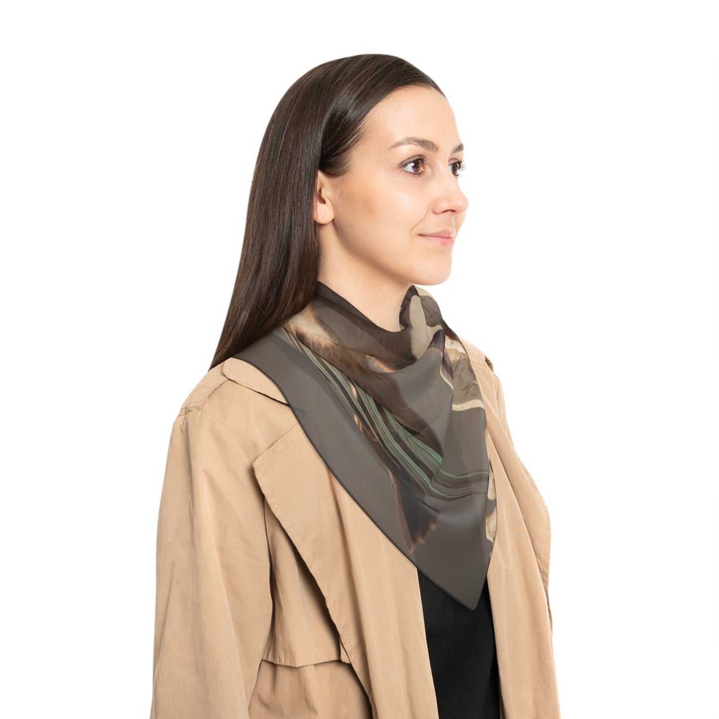 Winged Siamese Cat Poly Scarf – Sunlit Bone Sentinel