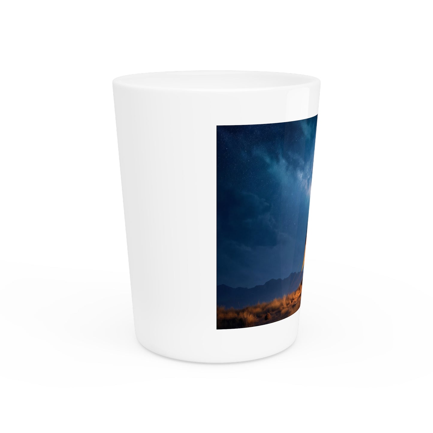 Starlit Nomad Tent Shot Glass – Milky Way Over Desert Sanctuary