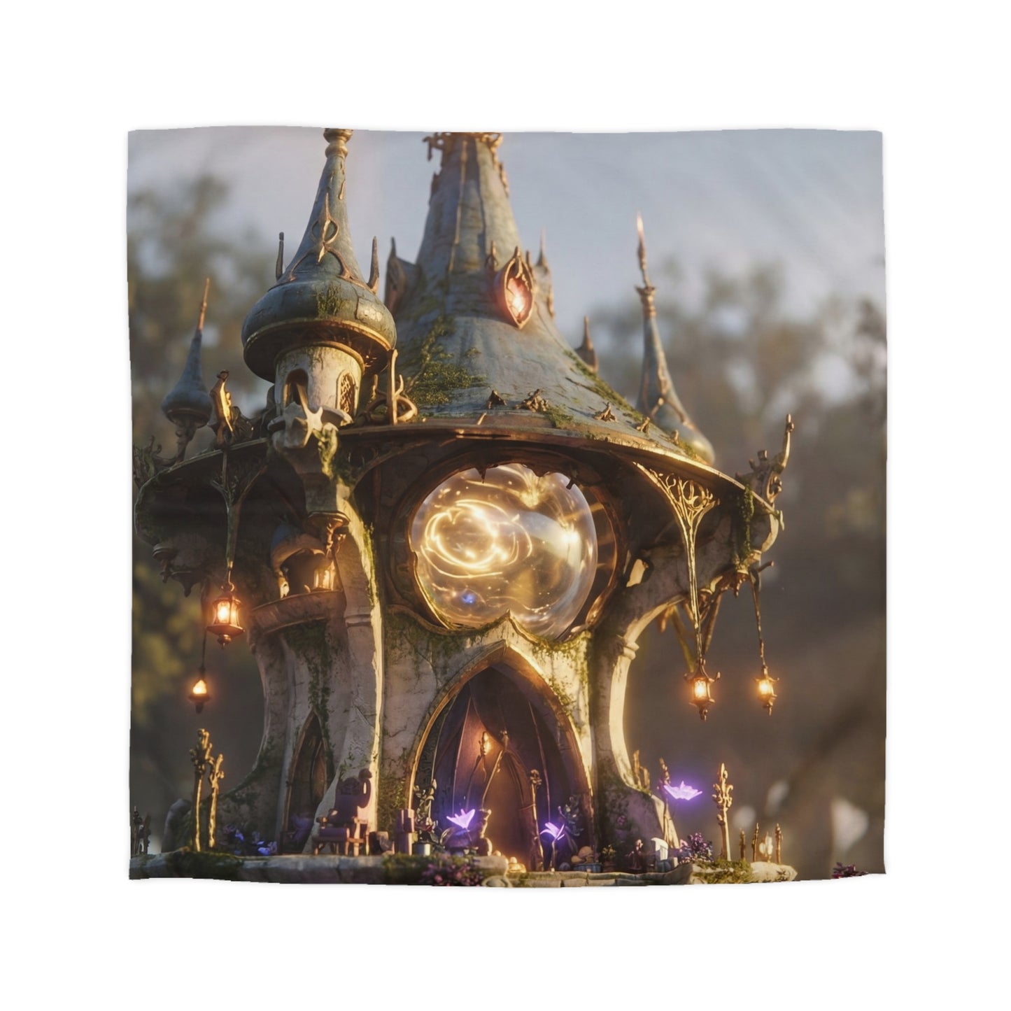 Whispering Observatory Duvet Cover – Twilight Magic in Stone