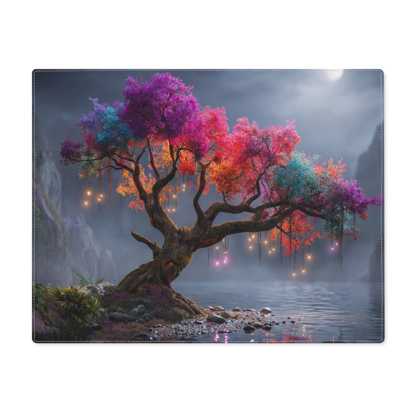 Chromatic Sentinel Placemat – Moonlit Rainbow Grove