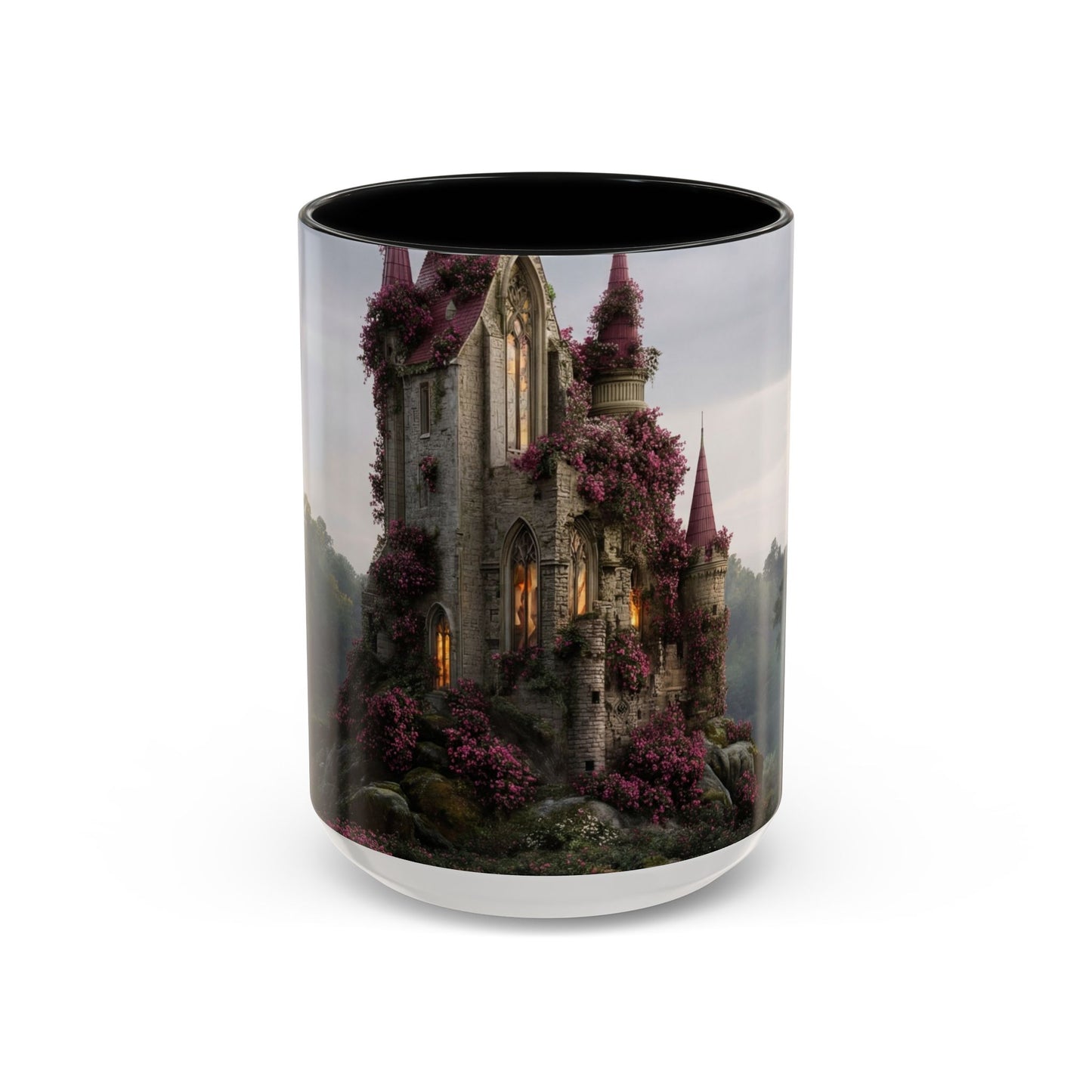 Rose-Clad Castle Accent Coffee Mug (11, 15oz) – Whispers of Twilight Blooms