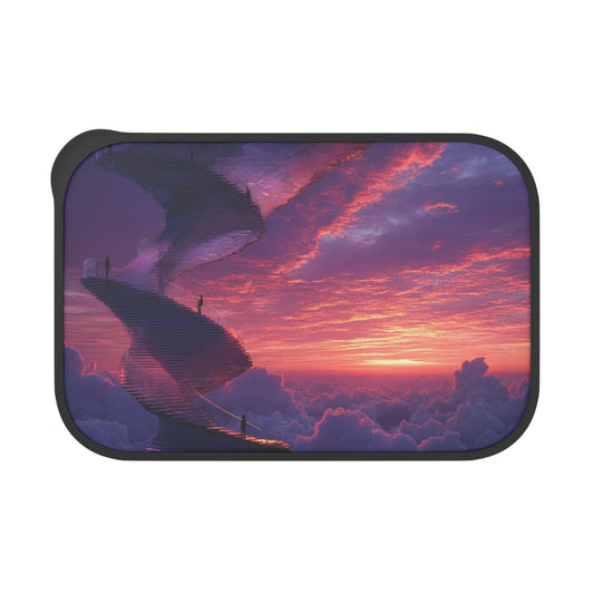 Celestial Spiral Staircase PLA Bento Box with Band and Utensils – Ascending Through Twilight Clouds