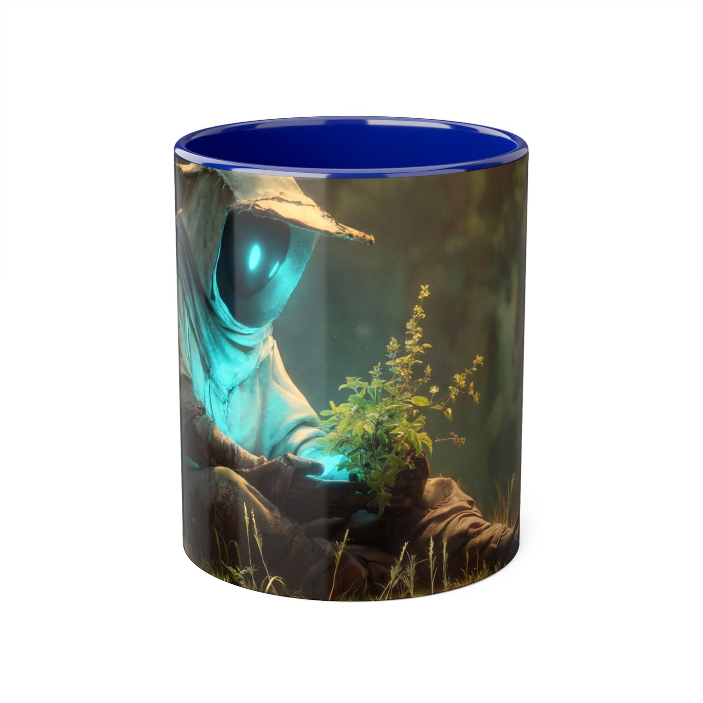 Hooded Guardian Accent Mugs, 11oz – Bioluminescent Forest Keeper