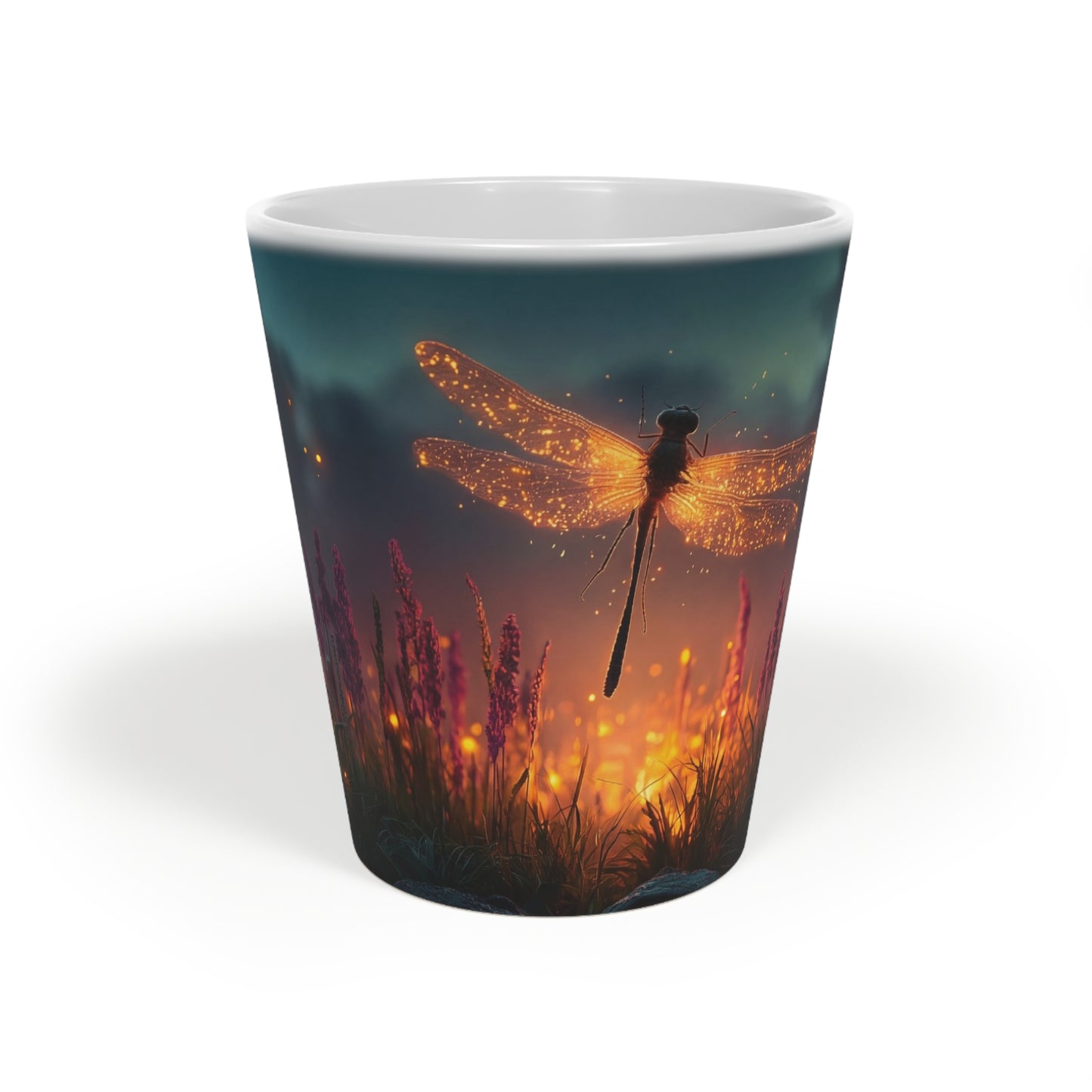 Firefly Dragonfly Latte Mug, 12oz – Twilight Meadow Luminescence