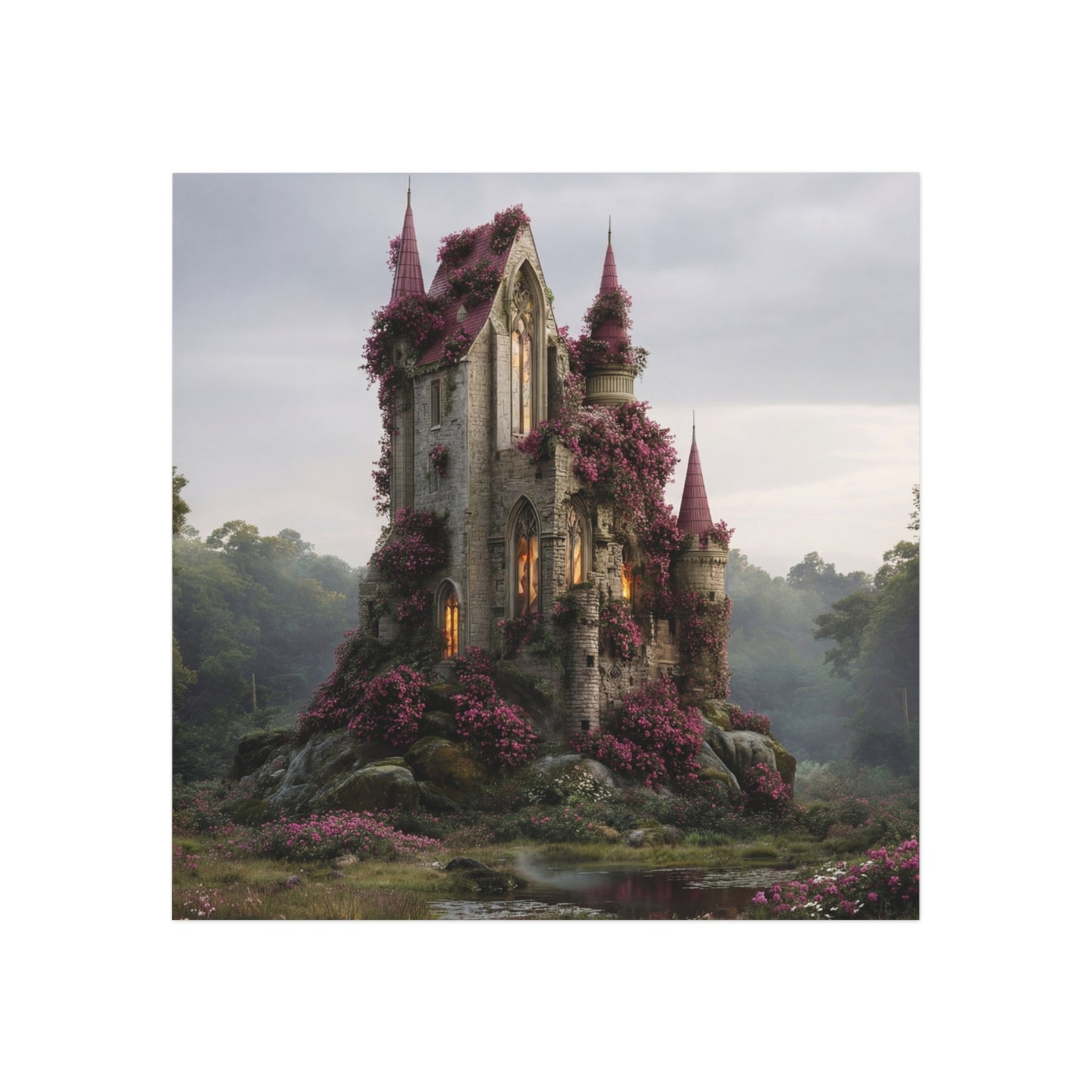 Crimson Rose Castle Magnet – Whispers of the Twilight Keep