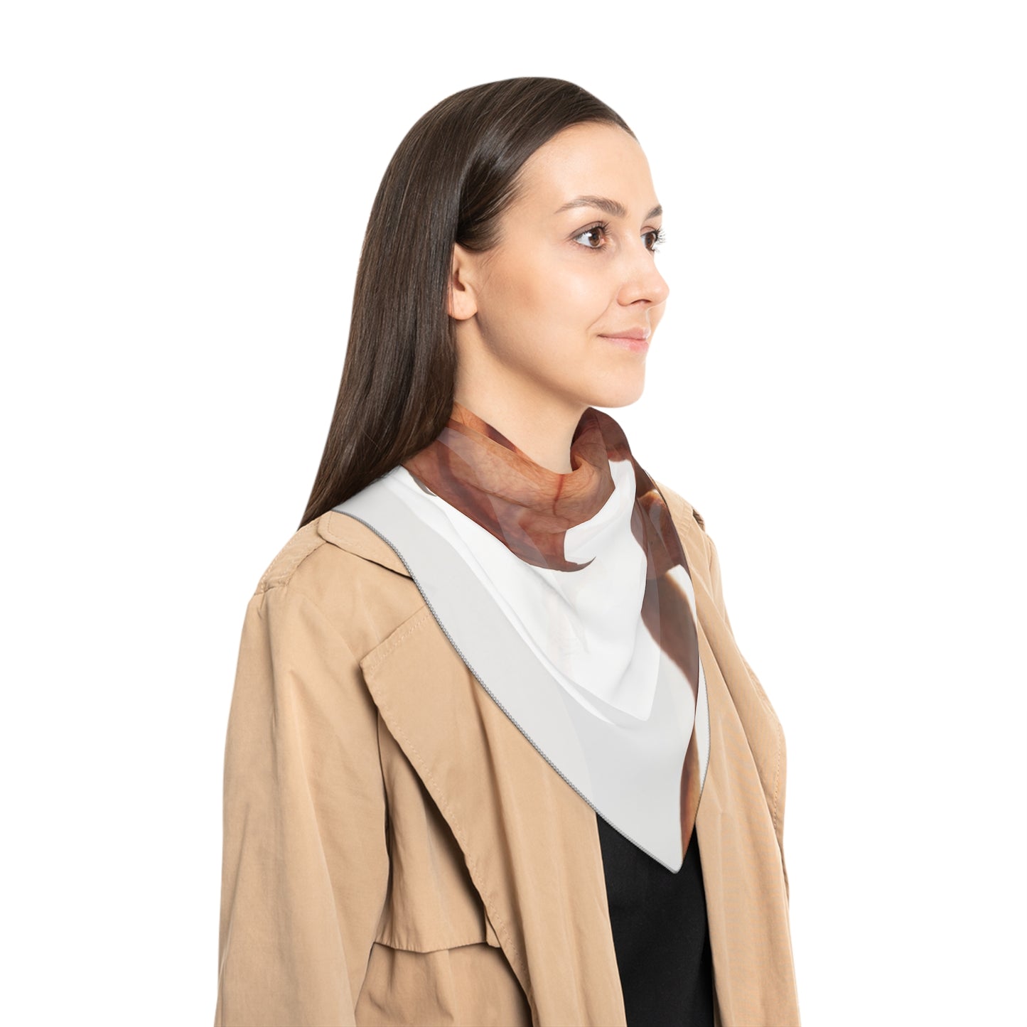 Winged Lion Sentinel Poly Scarf – Sunset Majesty in Amber Glow