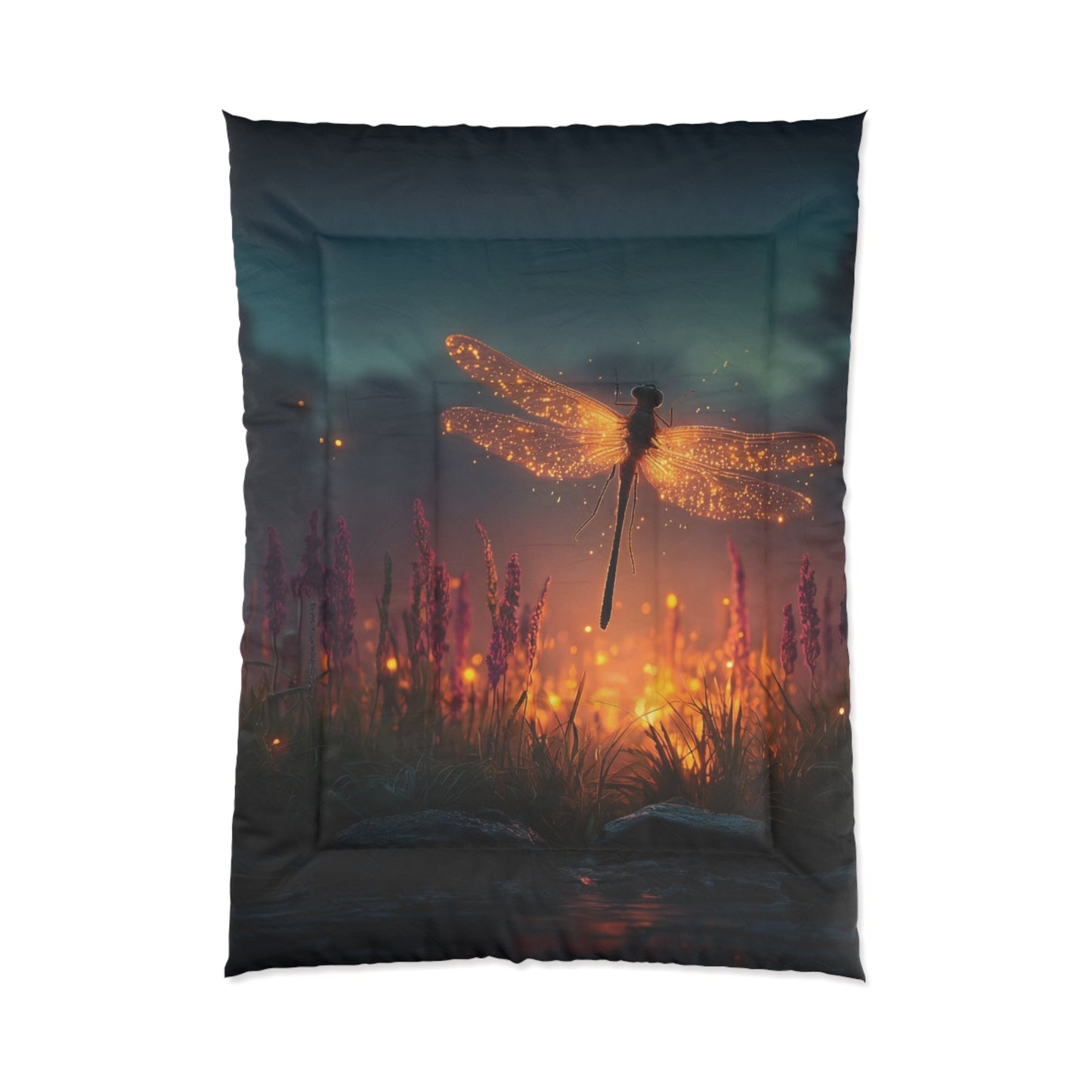 Luminescent Dragonfly Comforter – Twilight Meadow Dreamscape