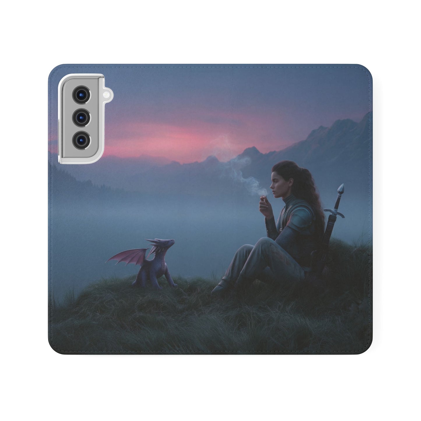 Silent Guardian Flip Cases – Misty Dawn Warrior and Dragon Companion