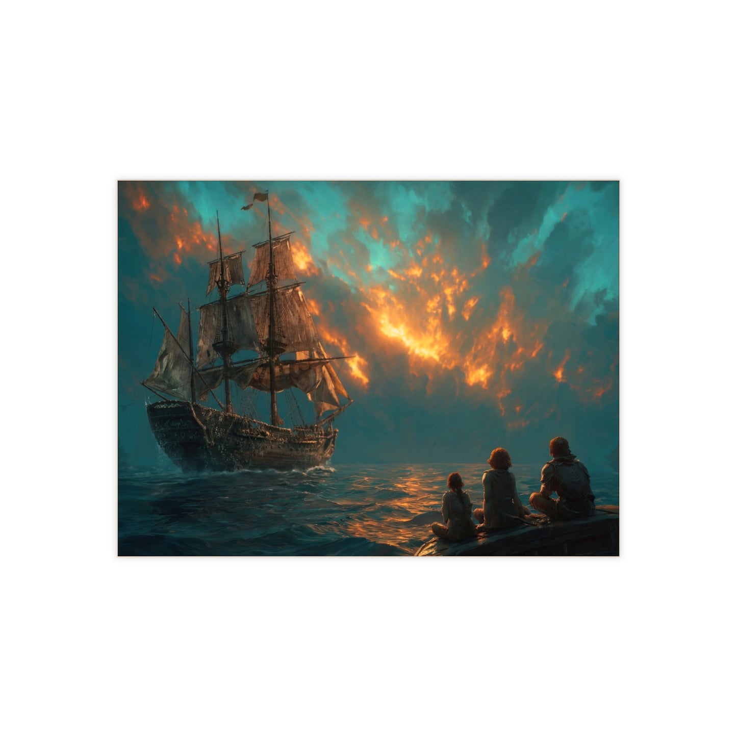 Sunset Sailors Ceramic Photo Tile – Whispers of the Distant Horizon