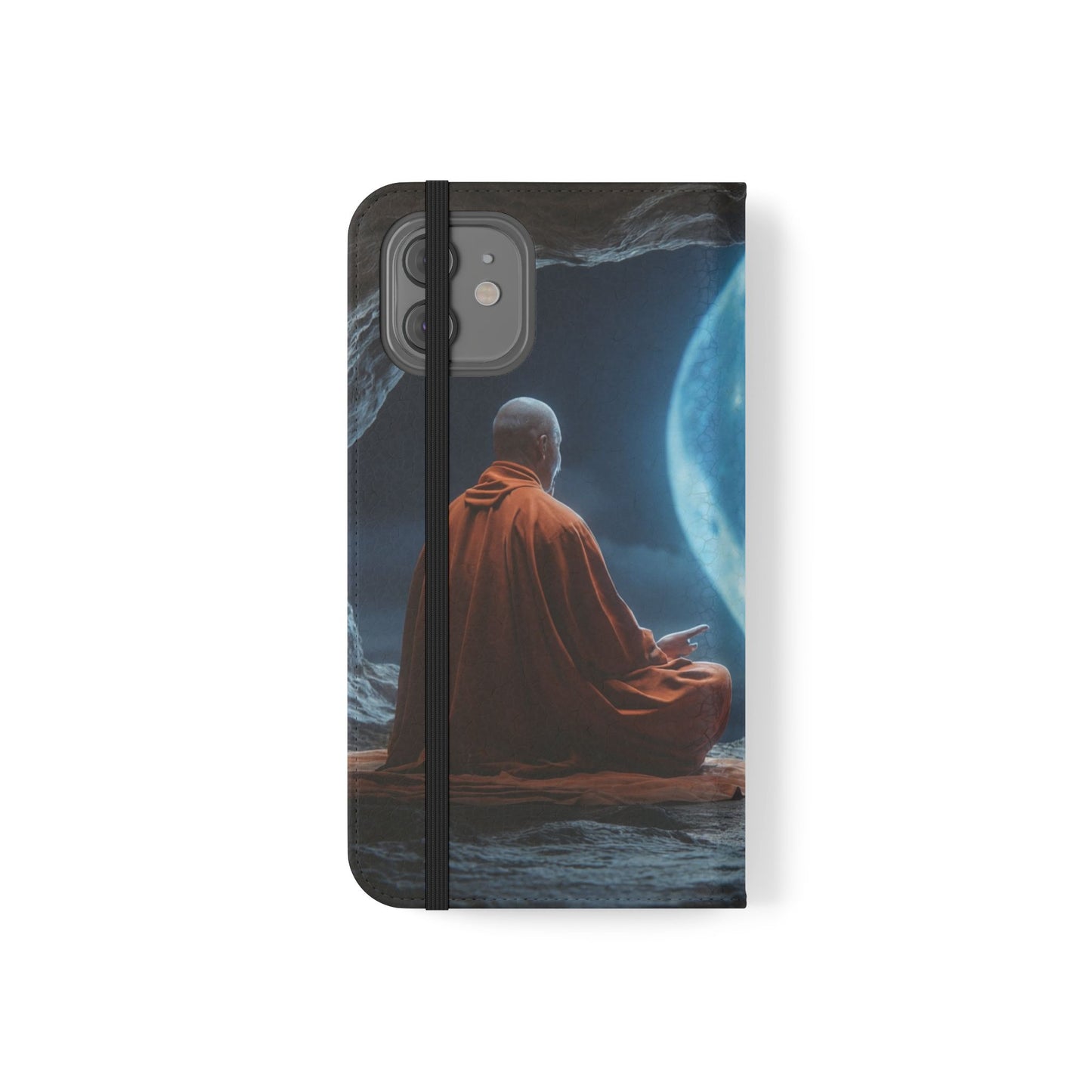 Lunar Meditation Flip Cases – Serene Monk Under Moonlight