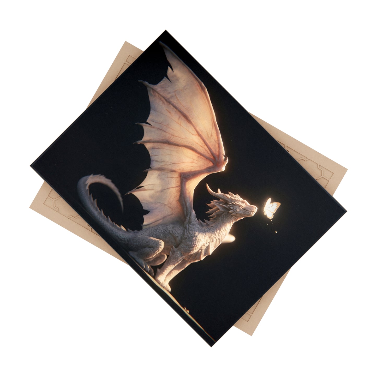 Gentle Dragon and Butterfly Ceramic Photo Tile – Soft Light, Quiet Wonder