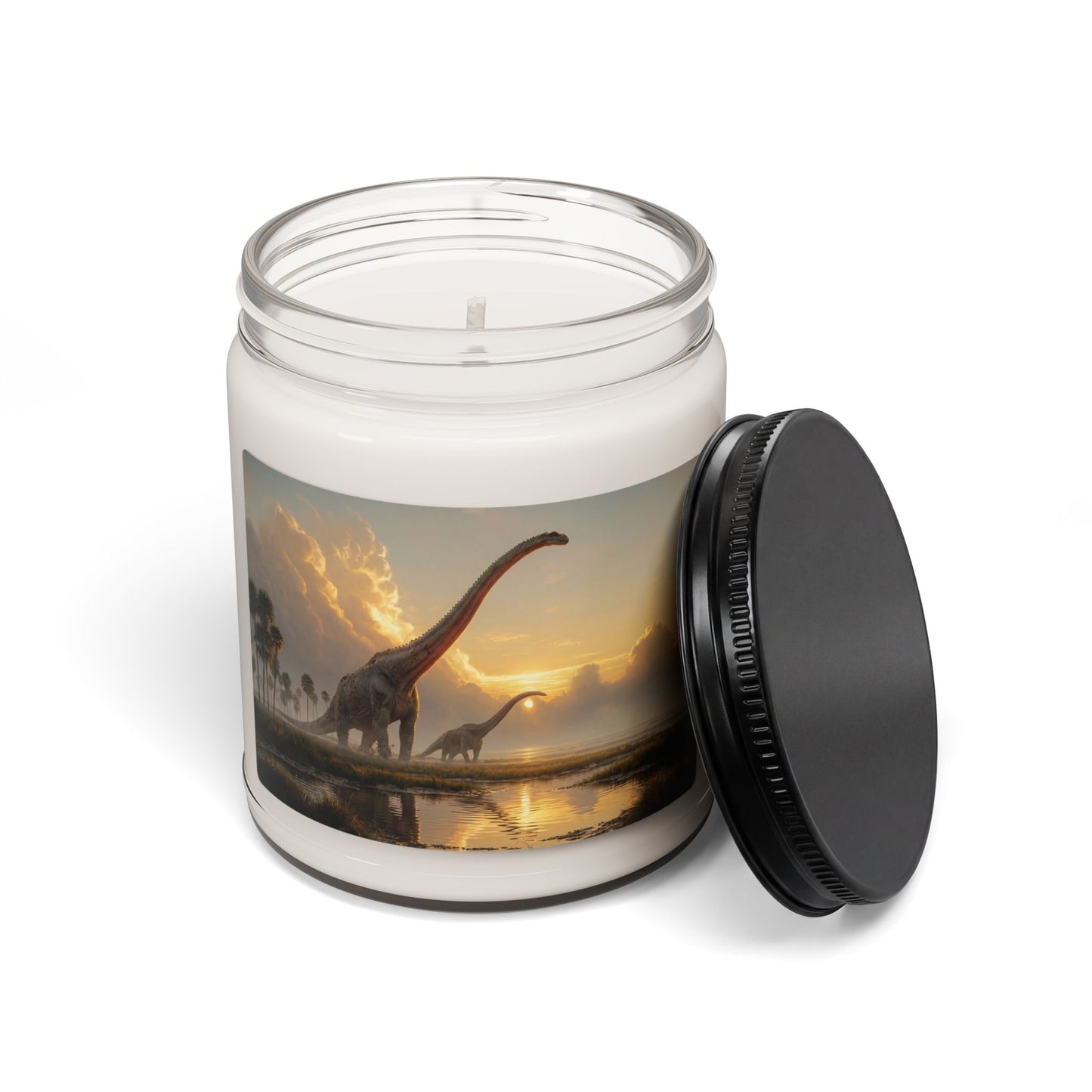 Dinosaur Sunset Scented Soy Candle, 9oz – Amber Mist & Prehistoric Warmth