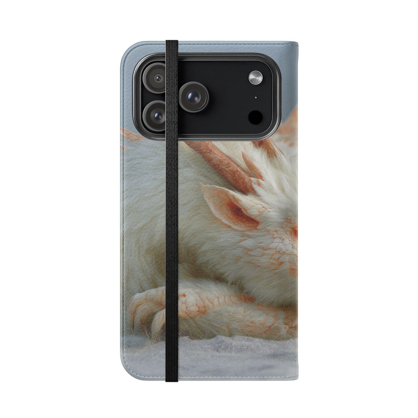 Sleeping Child and Dragon Flip Cases – Snowy Guardian Embrace