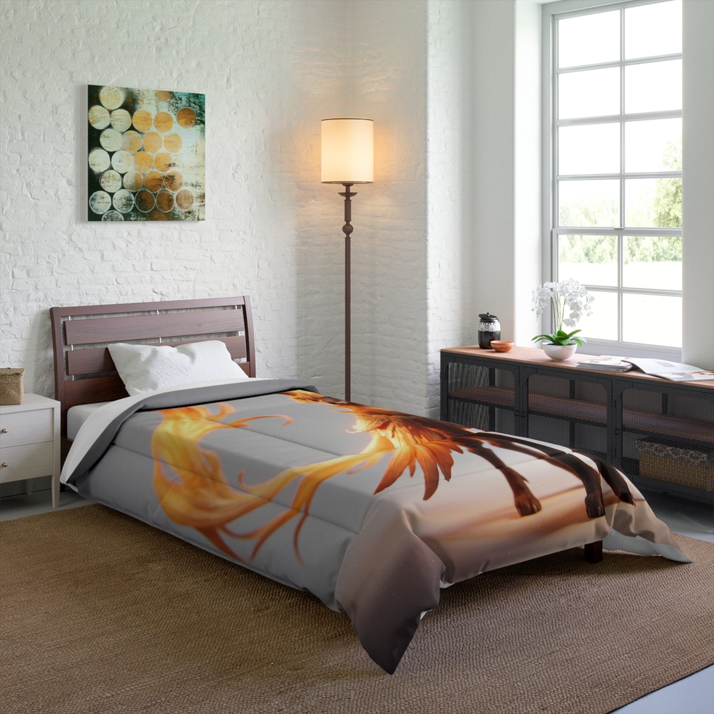 Phoenix Fox Comforter – Radiant Ember Guardian