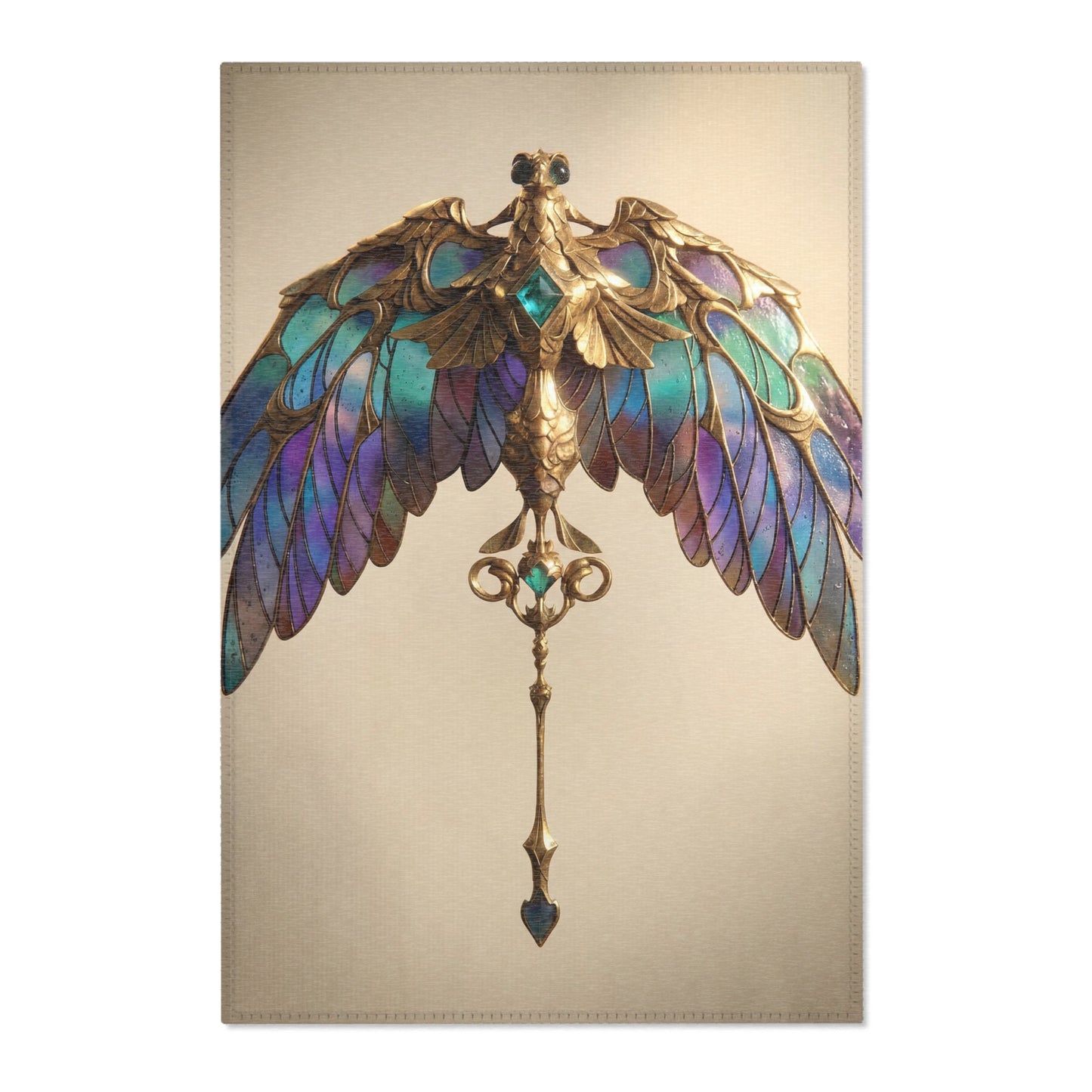 Celestial Phoenix Key Rug – Twilight Stained-Glass Wingscape