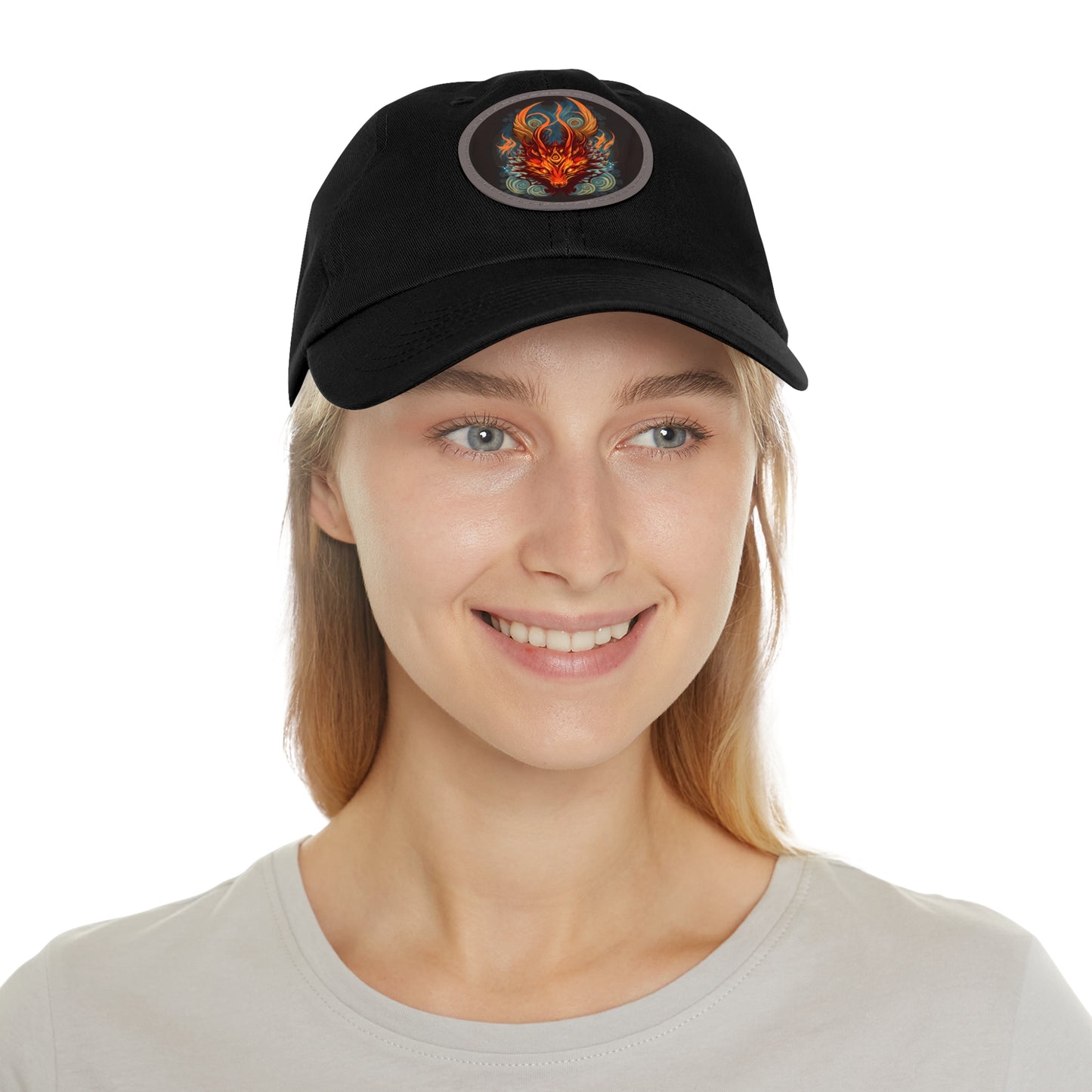 tshirt design, nine-tailed fox - Dad Hat with Leather Patch (Round)