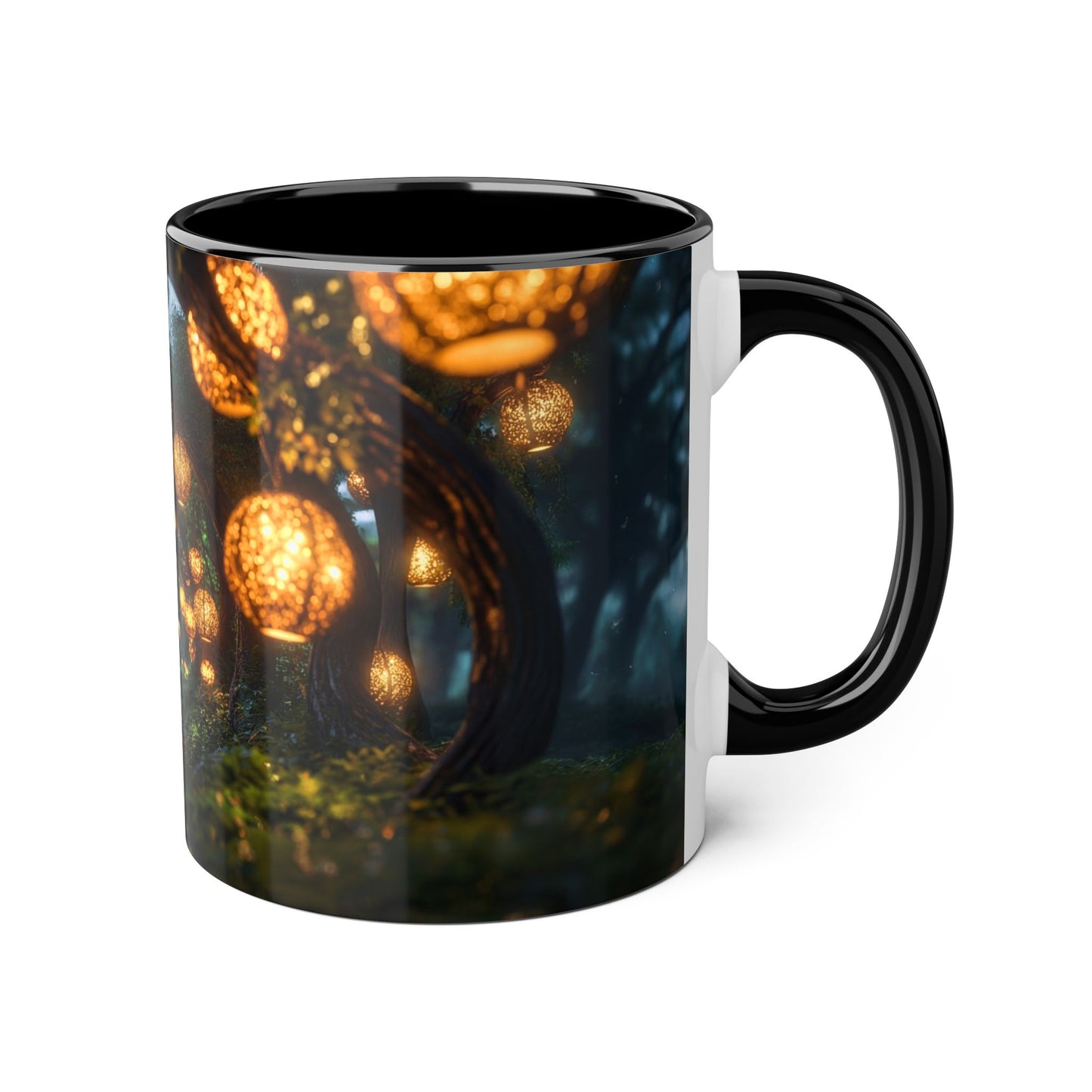 Lantern Grove Accent Mugs, 11oz – Girl Walking Through Bioluminescent Tunnel