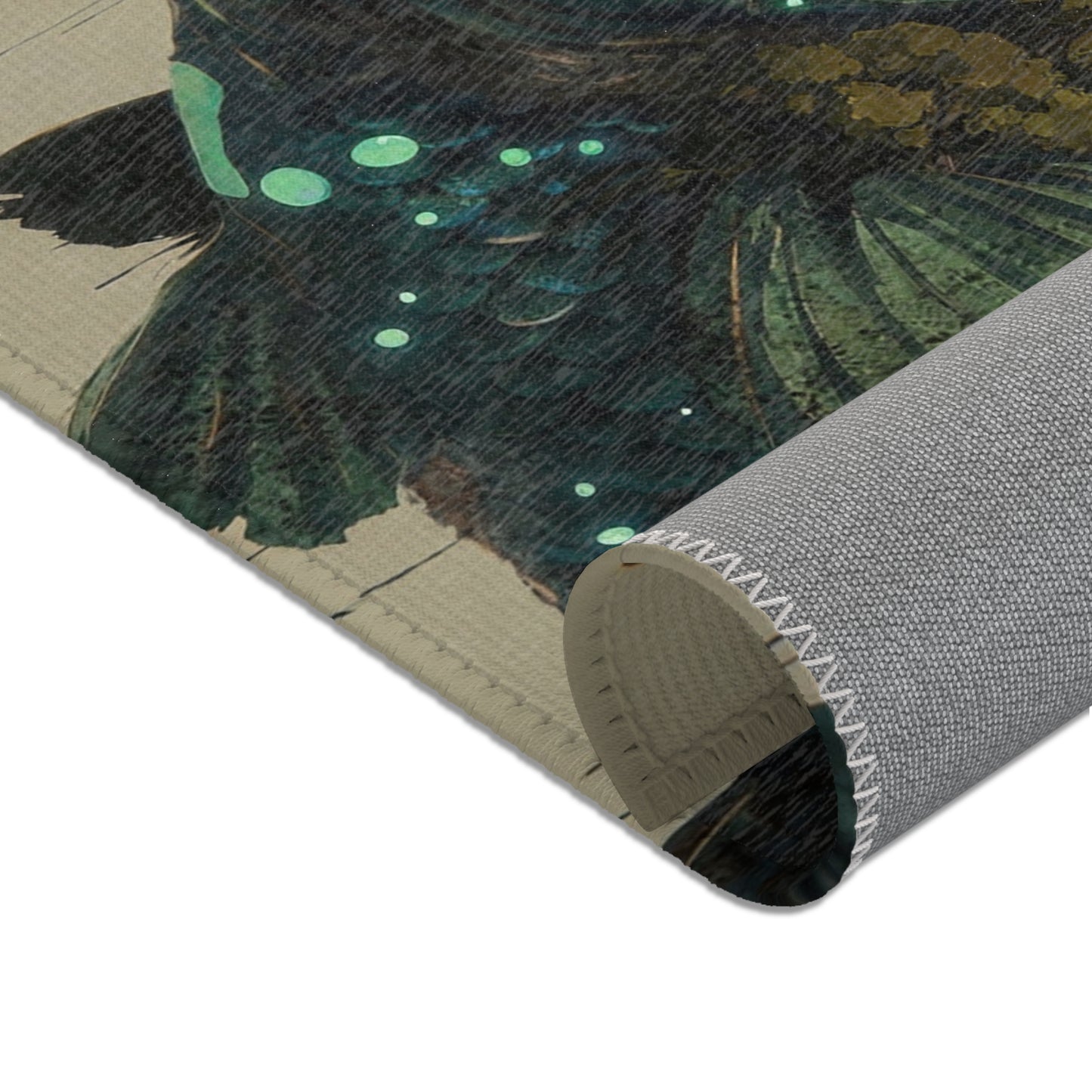 Giant Bioluminescent Fish Home Rug – Whimsical Underwater Village Dreamscape
