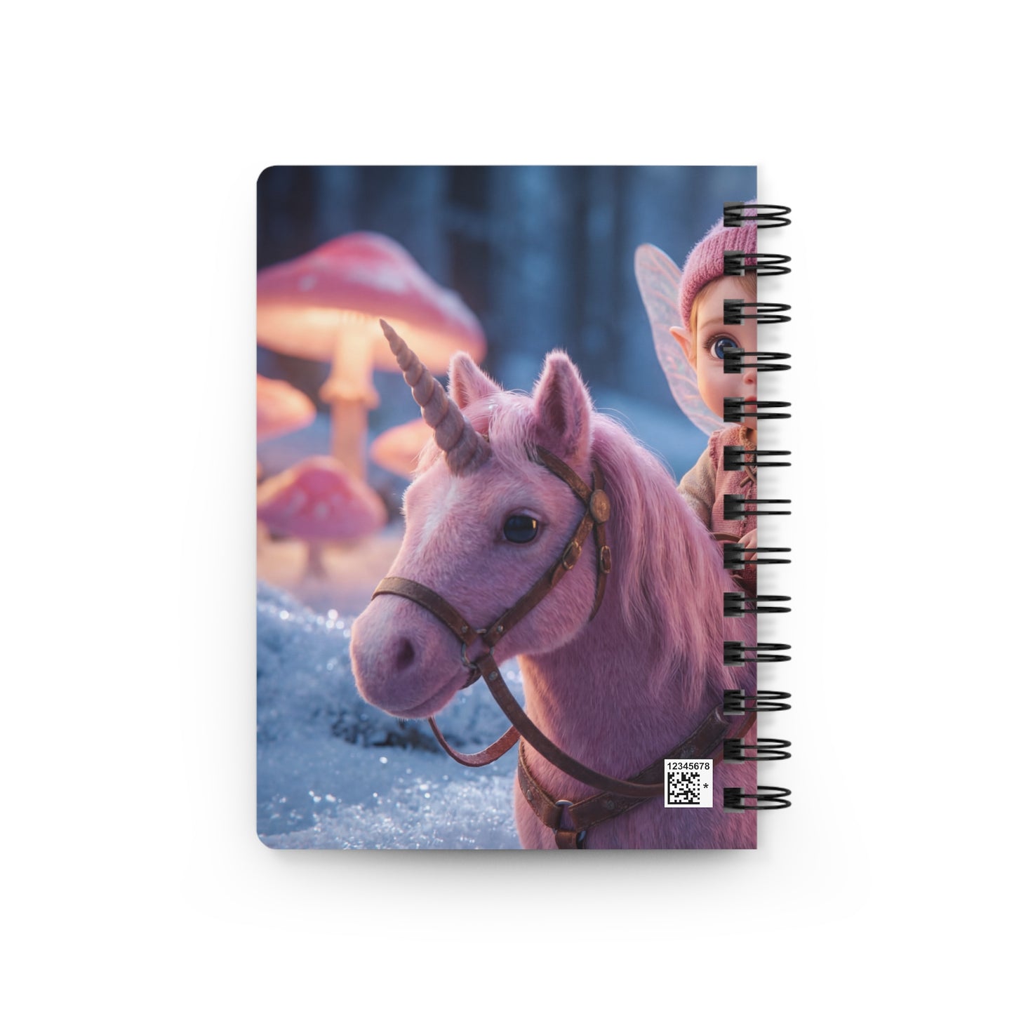 Pink Unicorn Rider Journal – Winter Forest Whimsy with Glowing Mushrooms