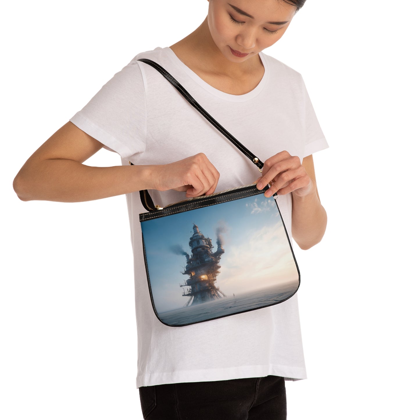 Skyward Steam Tower Small Shoulder Bag – Horizon’s Last Forge