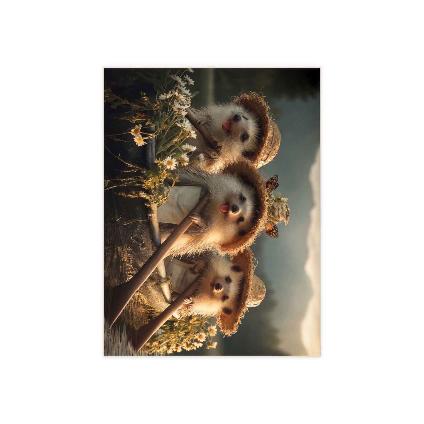 Three Hedgehogs Rowing Boat Ceramic Photo Tile – Sunlit Summer Serenade