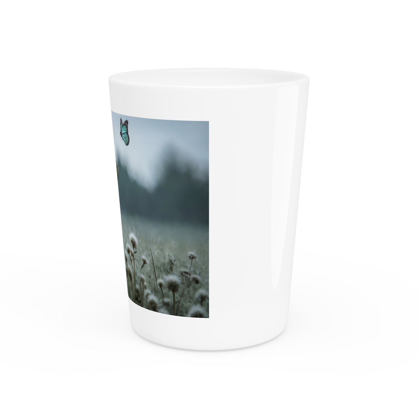 Tender Croc Meets Blue Butterfly Shot Glass – Gentle Wildlife Encounter