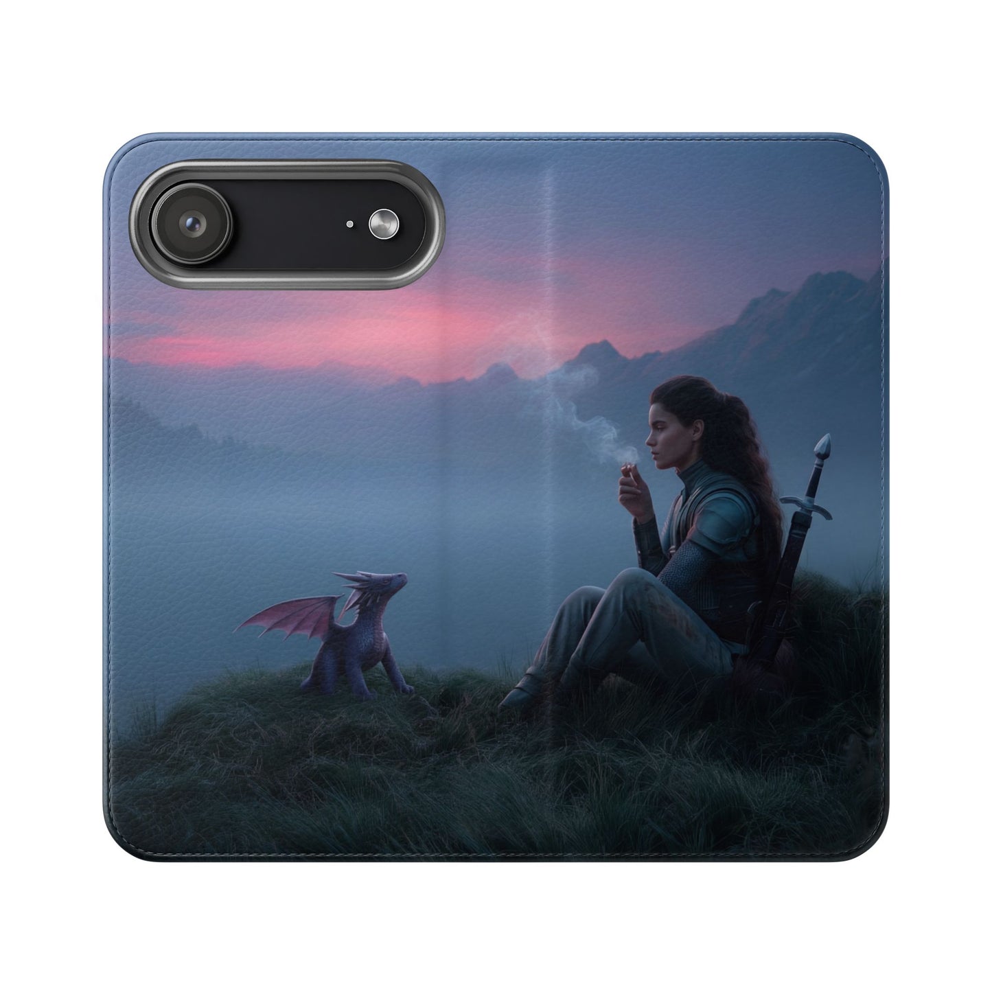 Silent Guardian Flip Cases – Misty Dawn Warrior and Dragon Companion