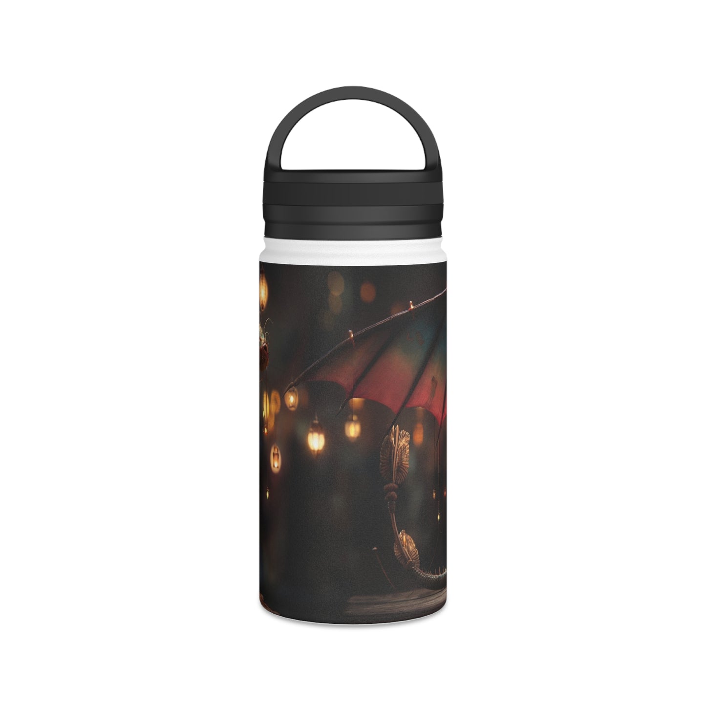 Regal Dragon Lantern Water Bottle – Handle Lid – Twilight Market Guardian