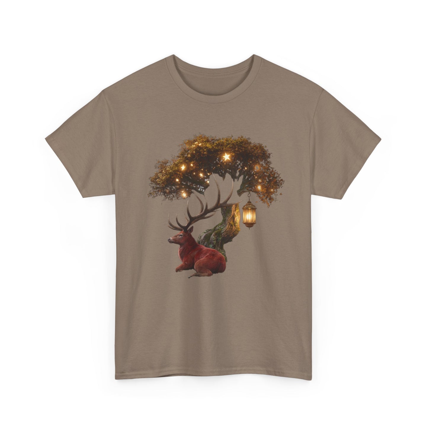 Starlight Stag & Lantern Tee – Autumn Grove Guardian