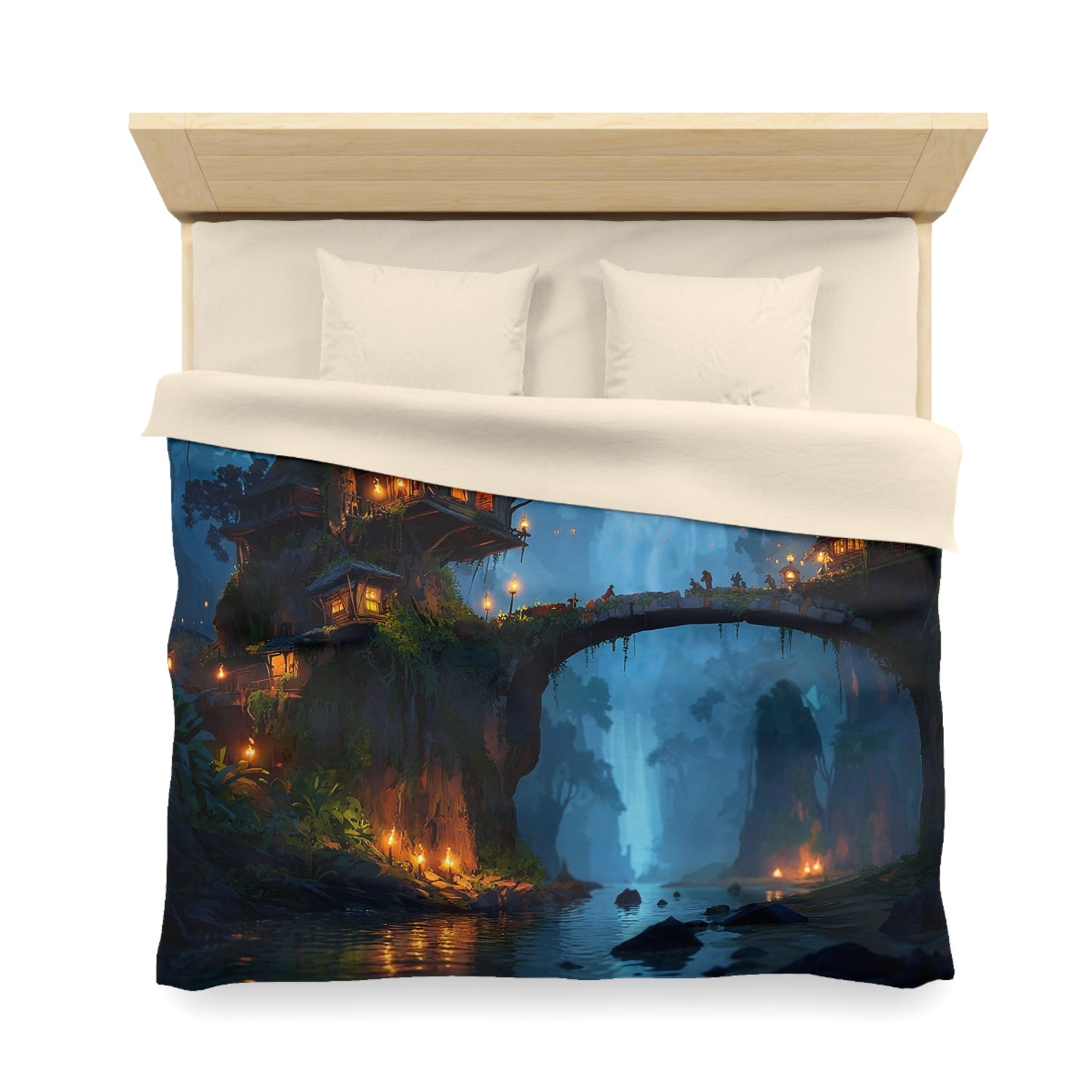 Whispering Canopy Duvet Cover – Moonlit Treehouse Oasis