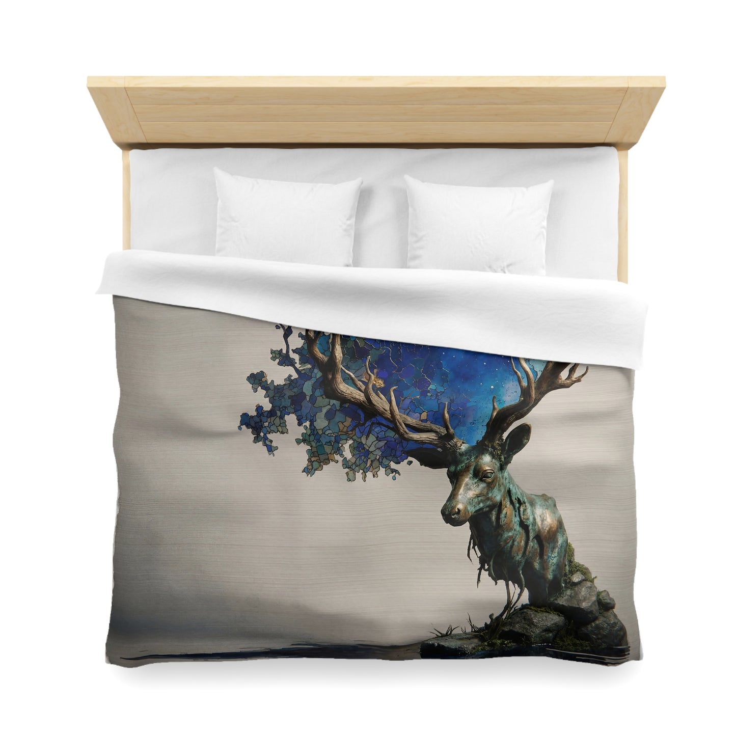 Celestial Stag Microfiber Duvet Cover – Starry Antler Dreamscape