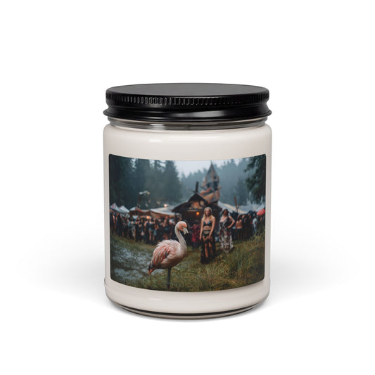 Rain-Slicked Flamingo Scented Soy Candle, 9oz – Whisper of the Wet Woodland
