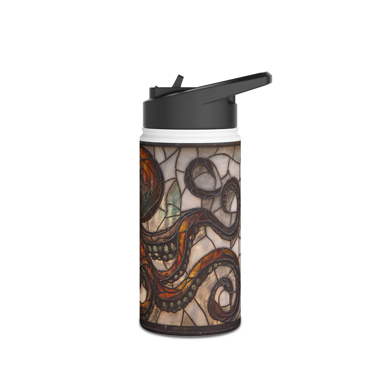 Stained Glass Octopus Water Bottle – Amber Abyss Guardian