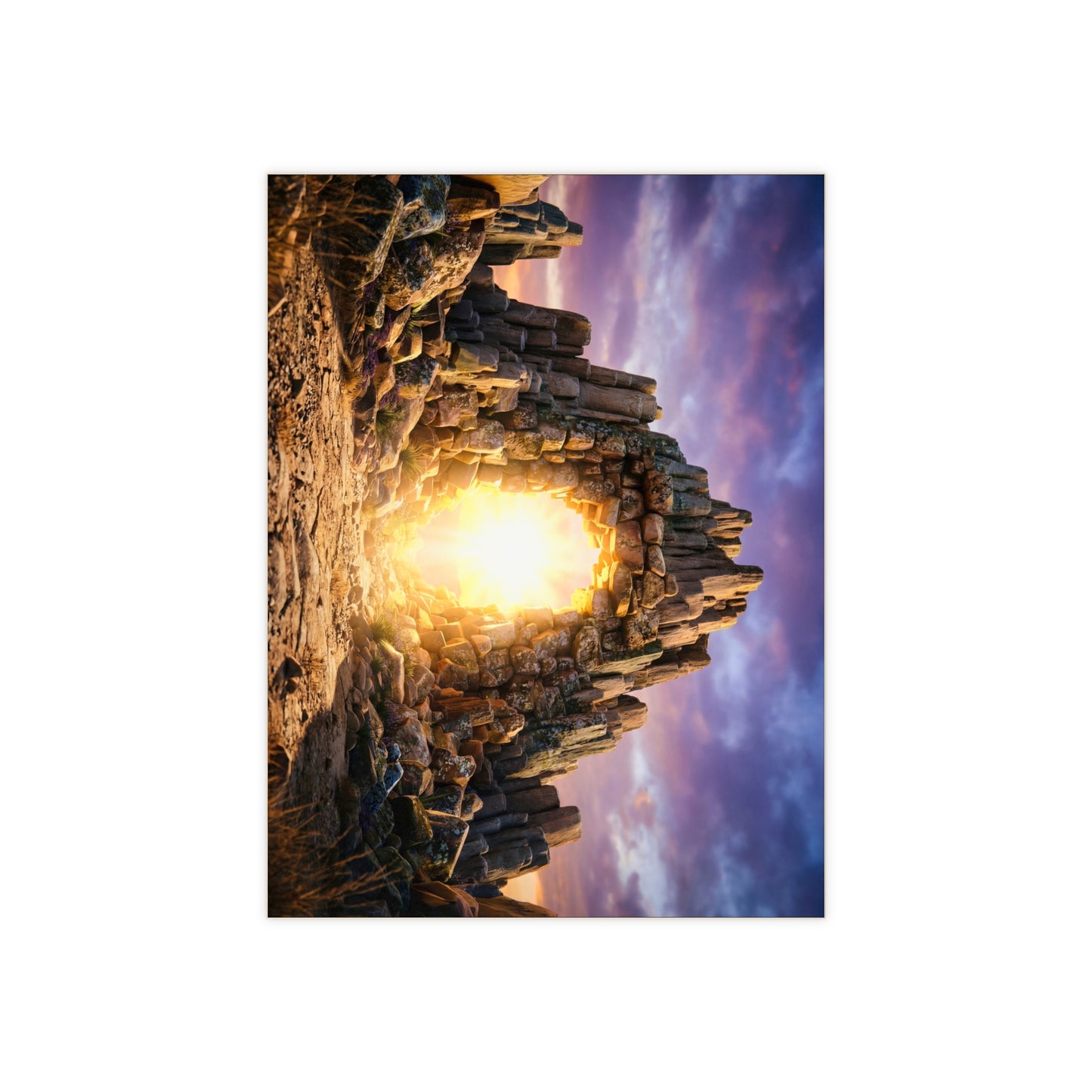 Stone Archway to Dawn Ceramic Photo Tile – Gateway Through Twilight Peaks