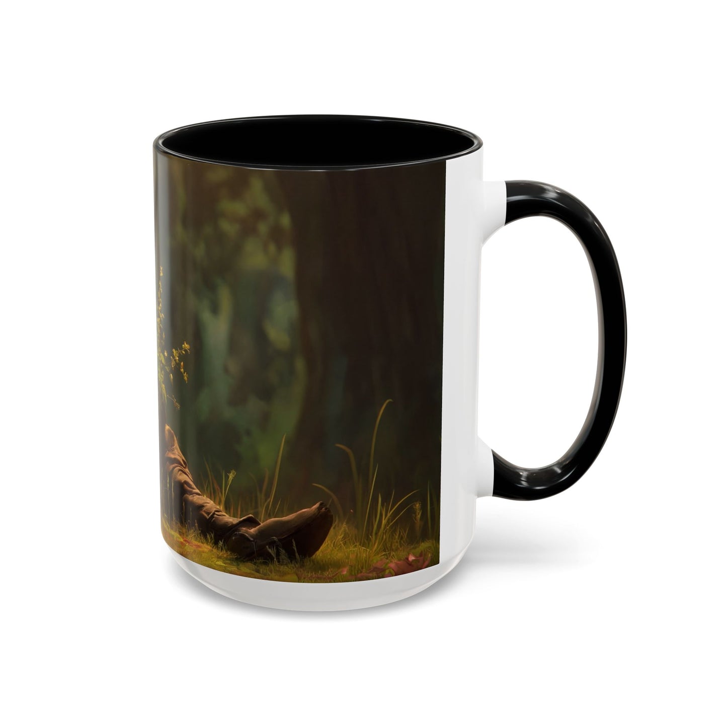 Forest Sentinel Accent Coffee Mug (11, 15oz) – Luminescent Guardian in Dappled Light