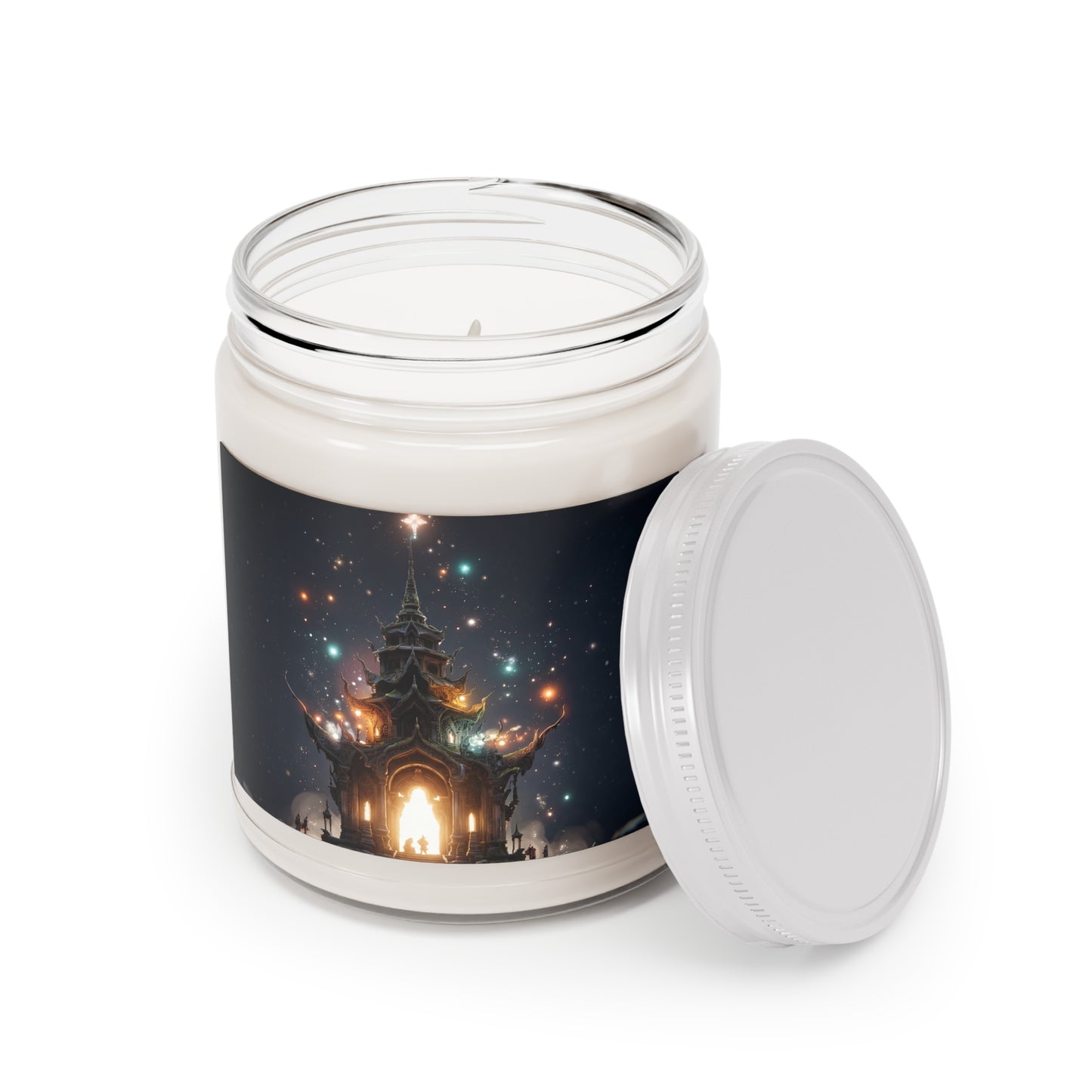 Celestial Temple Scented Soy Candles with White Lid, 9oz – Gateway to the Starlit Realm