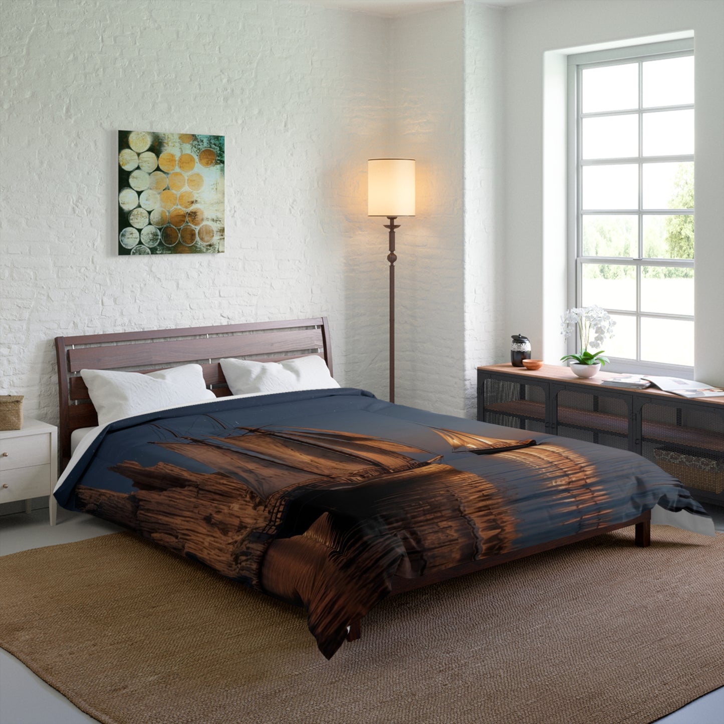 Starlit Sailors Comforter – Moonlit Passage Between Jagged Peaks