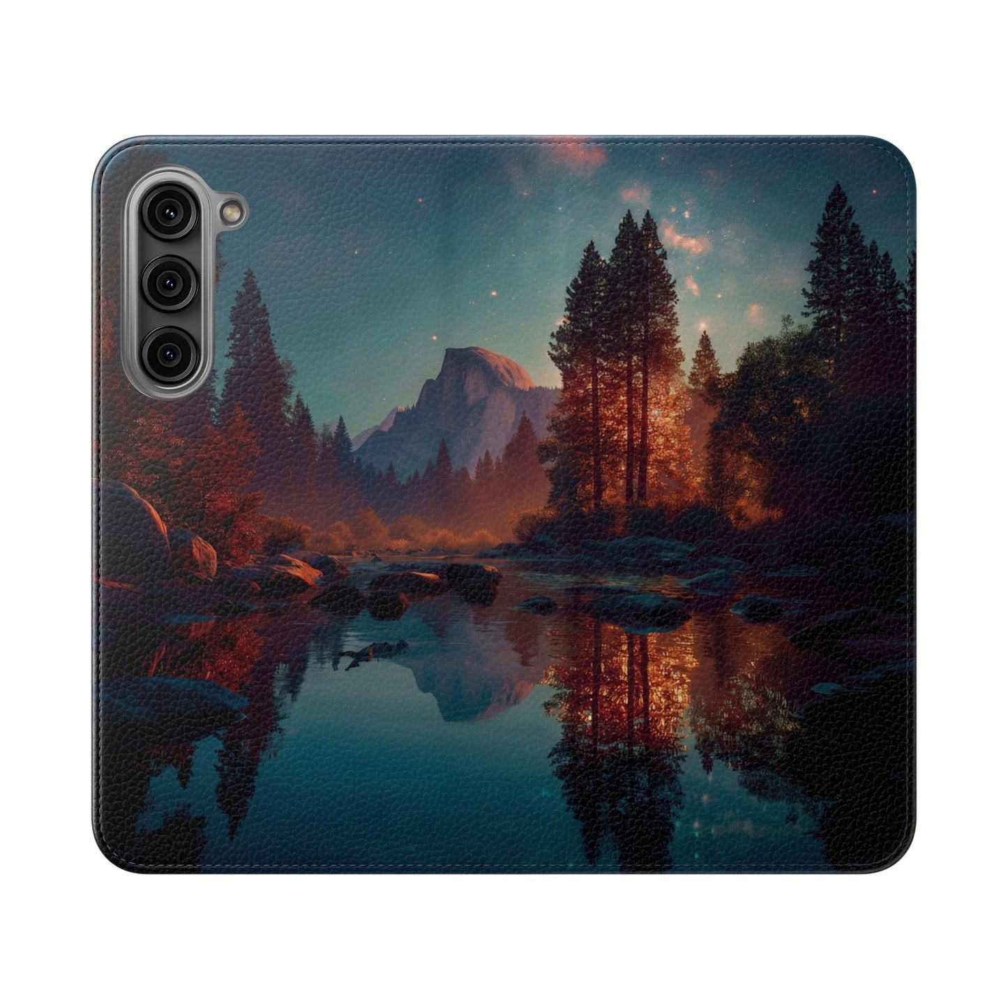 Starlit Valley Flip Cases – Twilight River and Half Dome Reflections