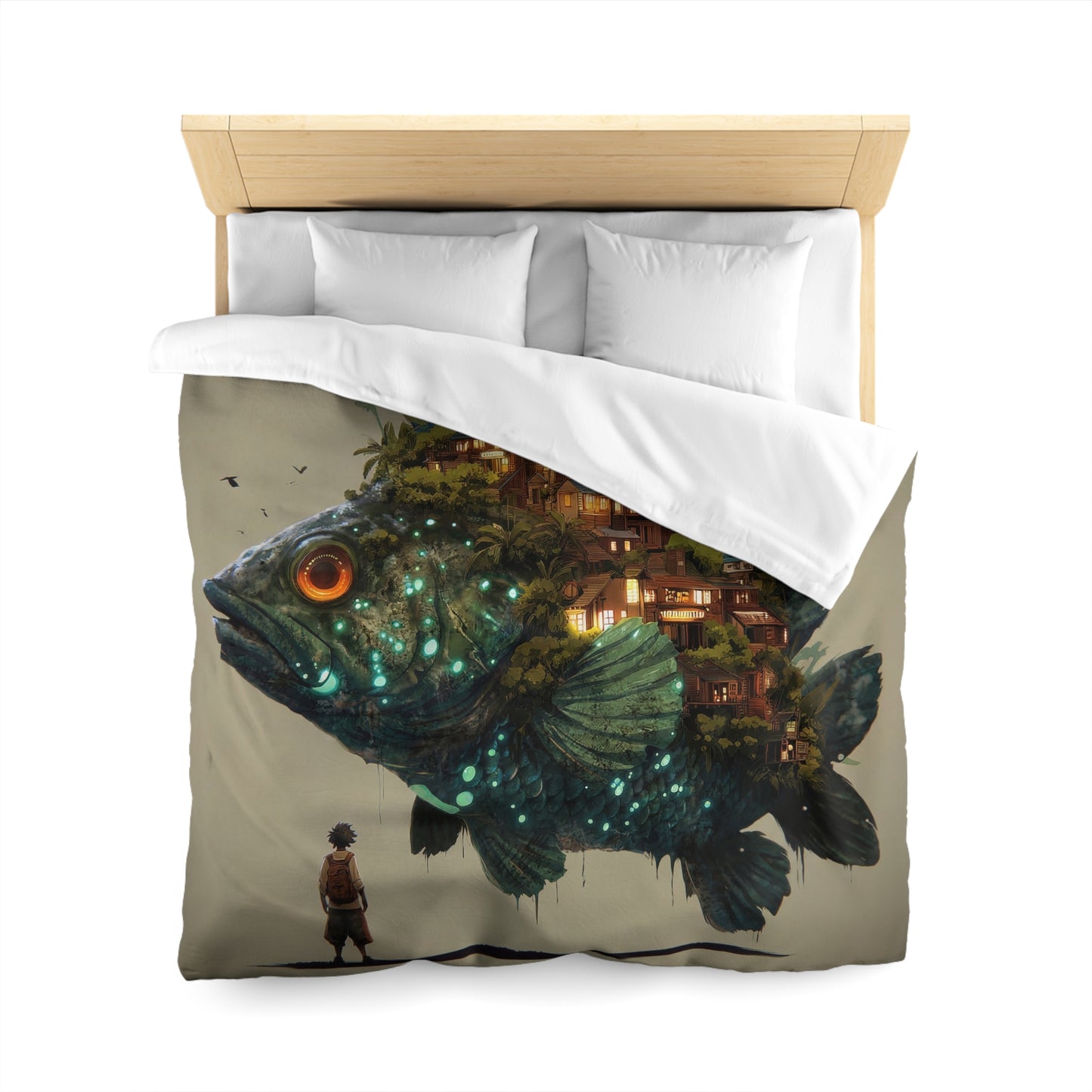 Bioluminescent Fish Village Microfiber Duvet Cover – Home Within the Deep