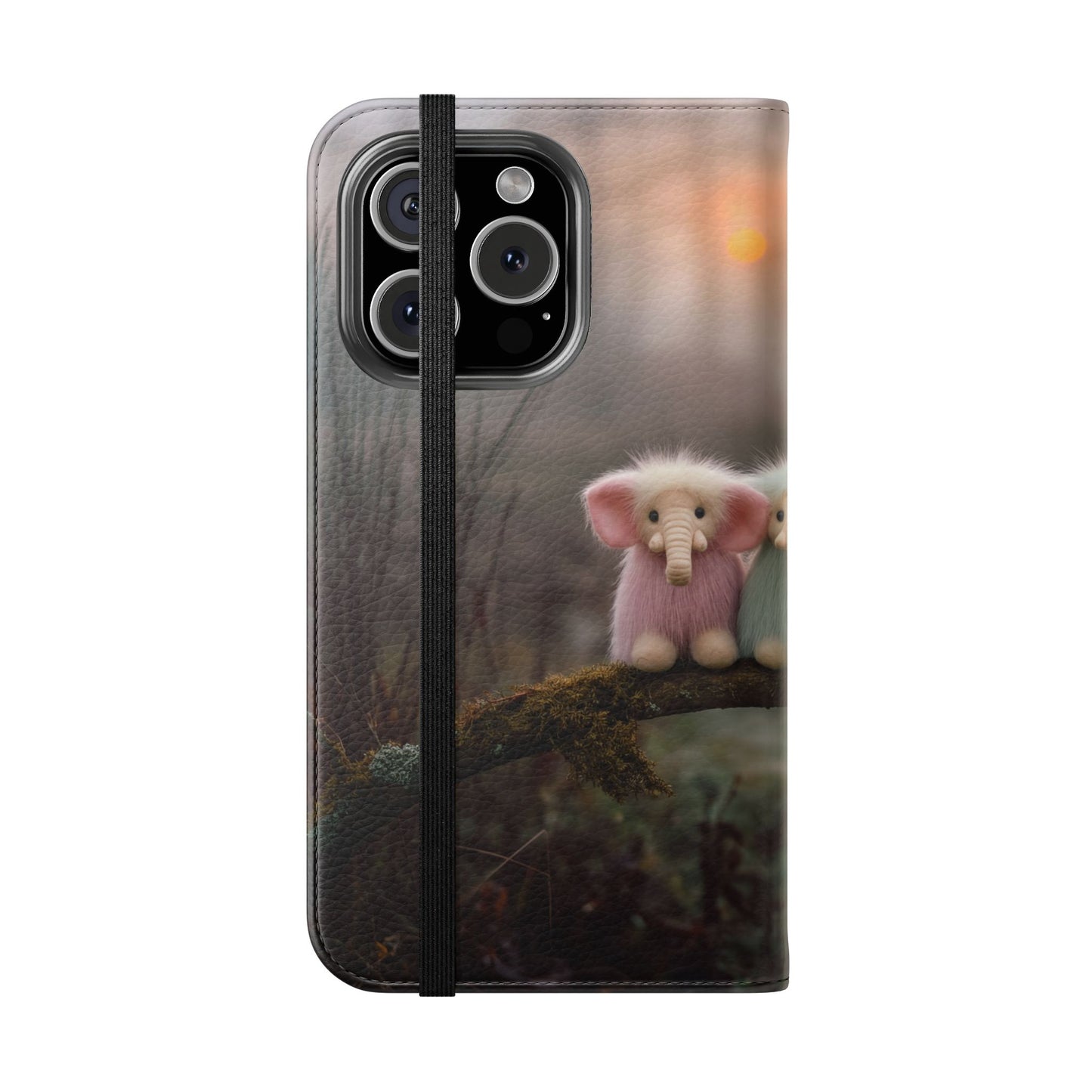 Mossy Branch Elephants Flip Cases – Pastel Fluff Guardians