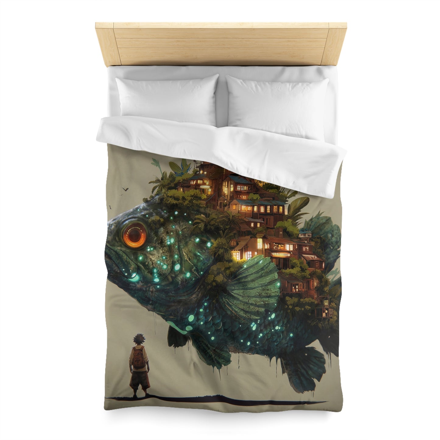 Bioluminescent Fish Village Microfiber Duvet Cover – Home Within the Deep
