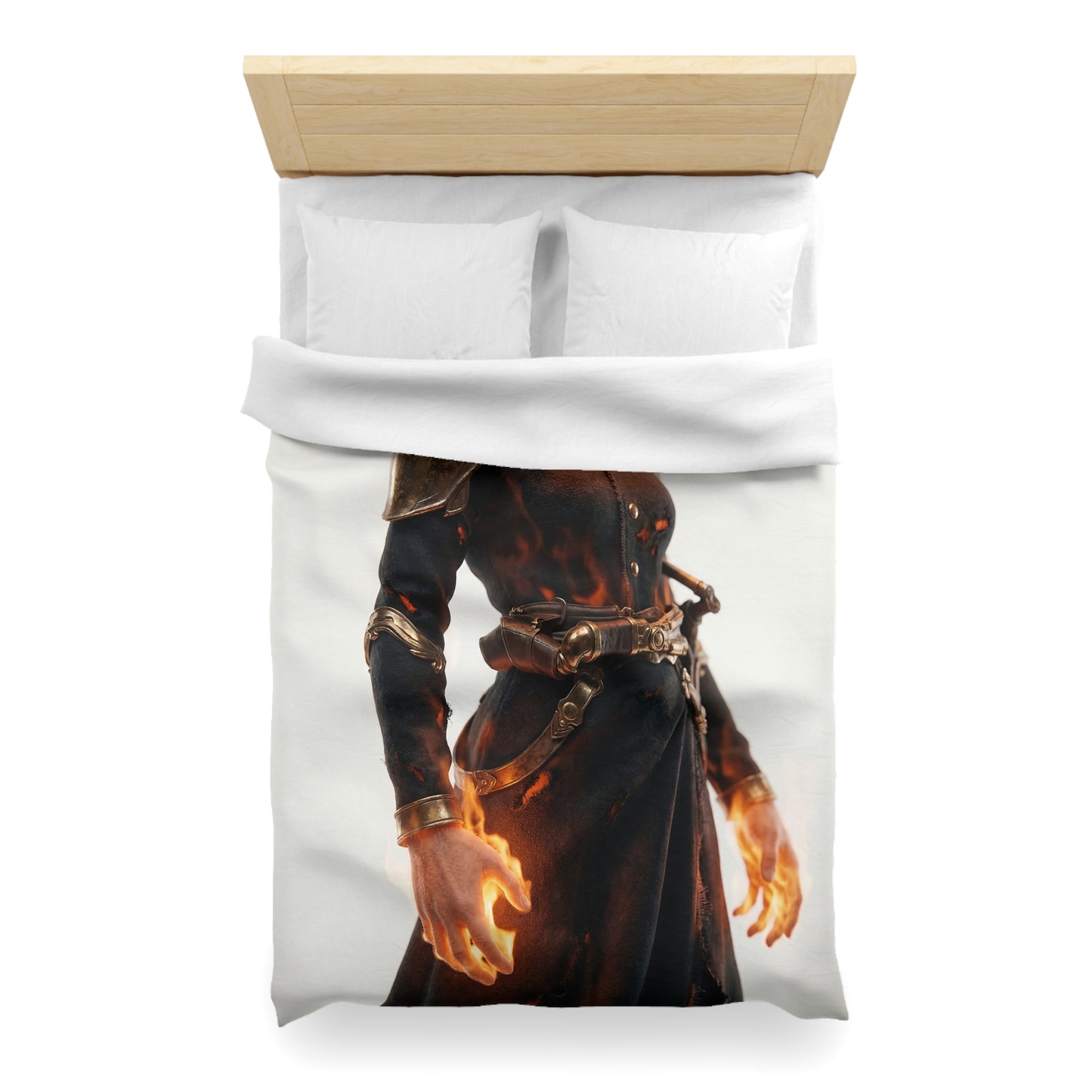 Flame-Headed Sentinel Microfiber Duvet Cover – Ash and Ember Armor