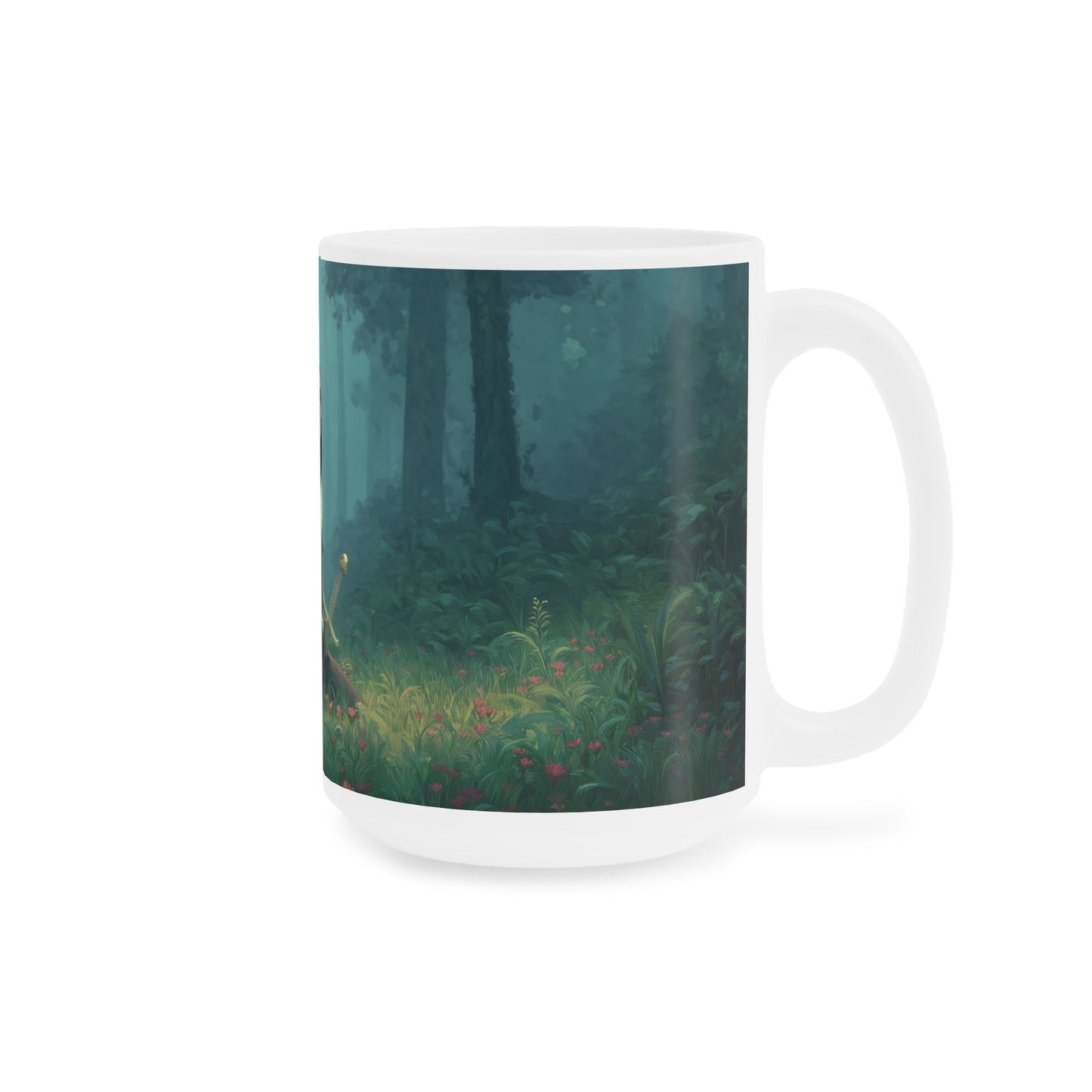 Elven Sentinel Ceramic Mugs (11oz\15oz\20oz) – Moss-Whispering Forest Pause