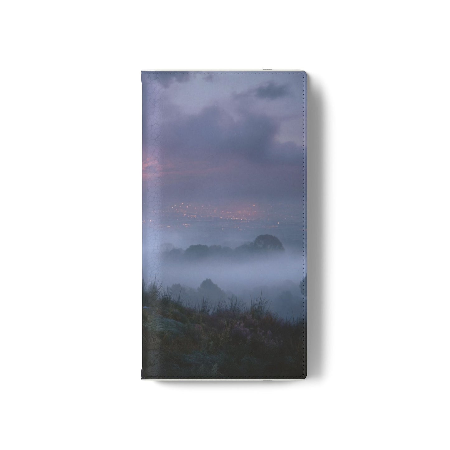 Misty Hilltop Flip Cases – Red-Haired Wanderer at Twilight