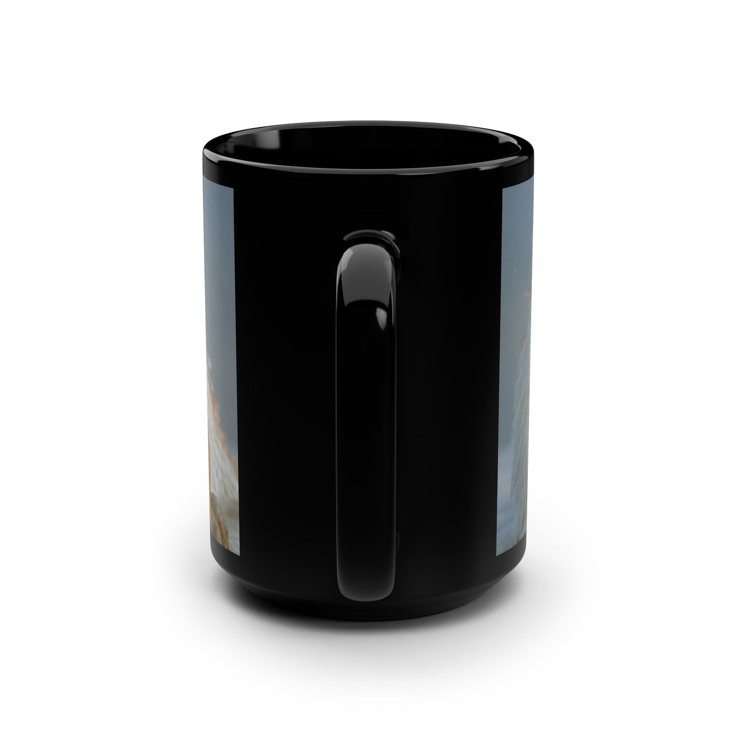 Snow Dragon and Child Black Mug, 15oz – Tender Winter Embrace