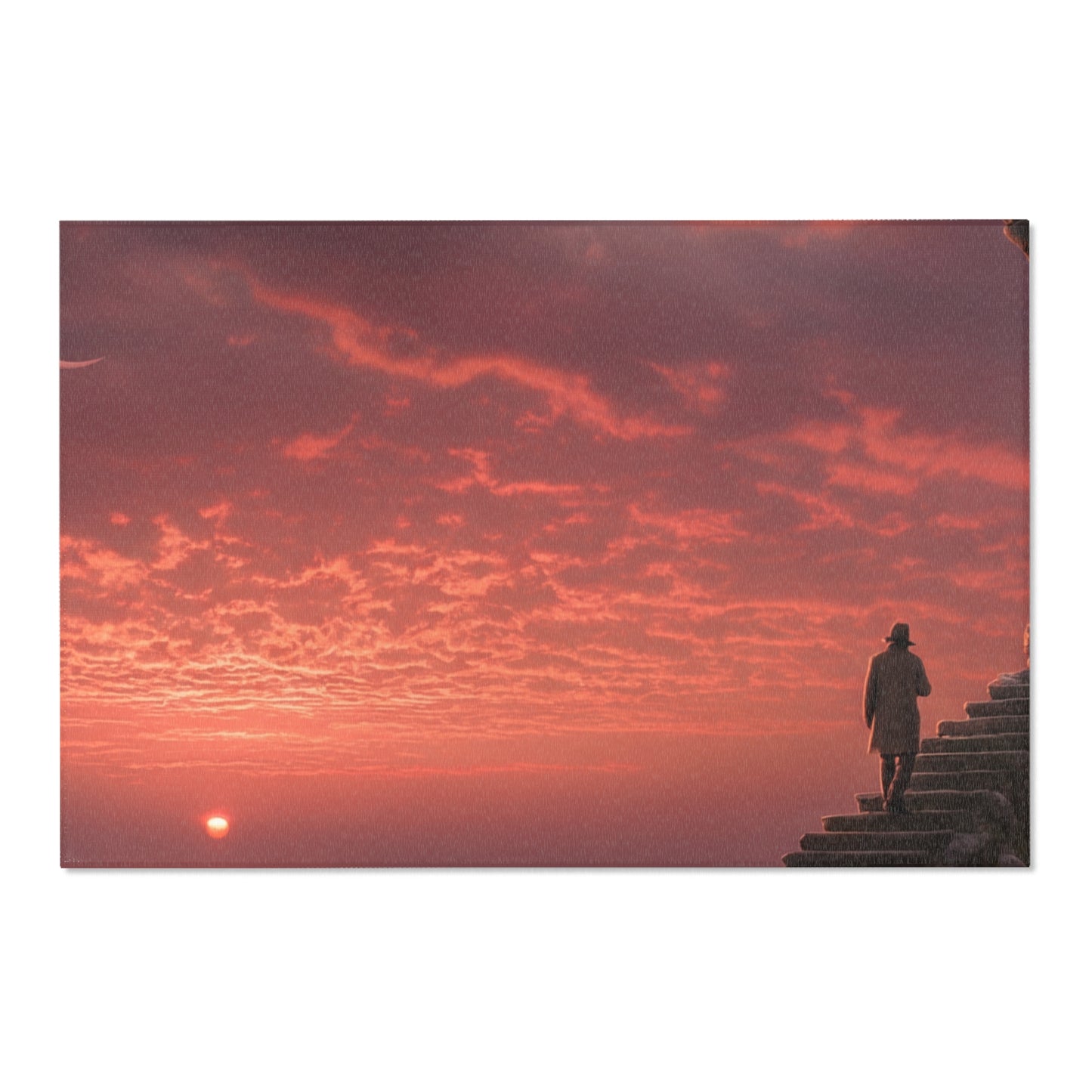 Lone Traveler Staircase Rug – Crimson Sunset Skyway