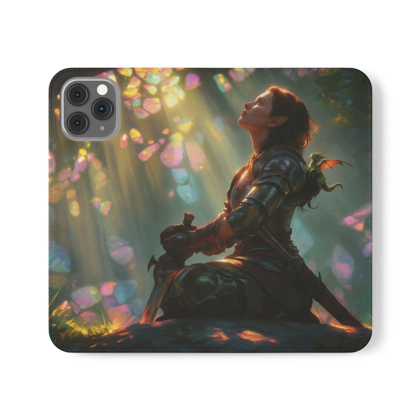 Crystal Grove Sentinel Flip Cases – Iridescent Forest Dawn Guardian