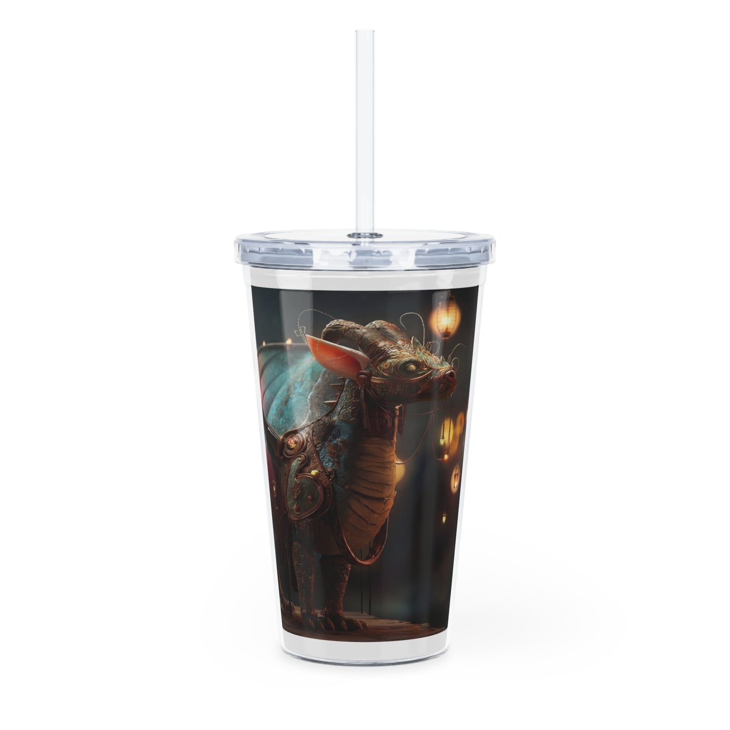 Celestial Dragon Plastic Tumbler with Straw – Twilight Parade in Silk Wings