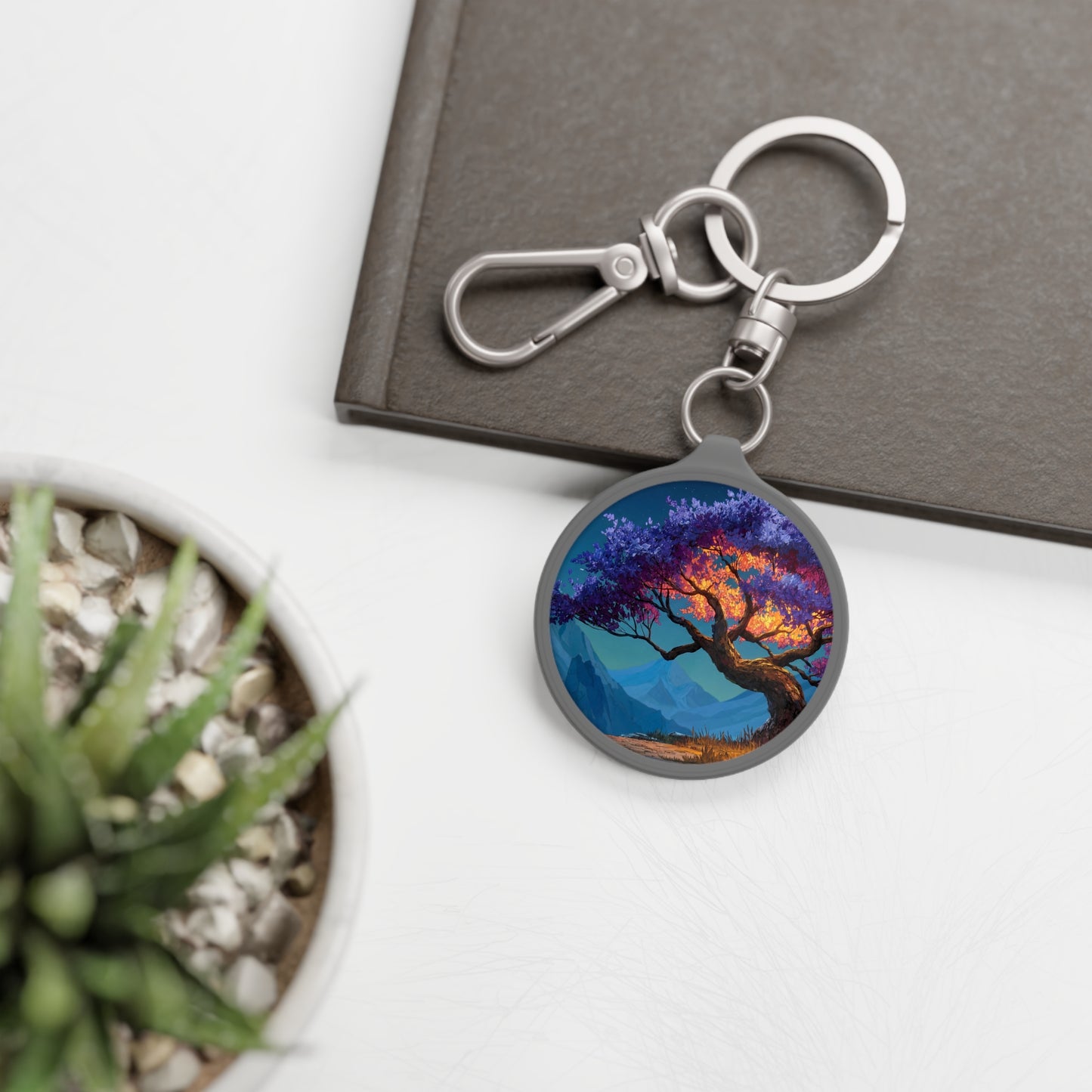 Starlit Whisper Tree Keyring Tag – Twilight Bloom Sanctuary